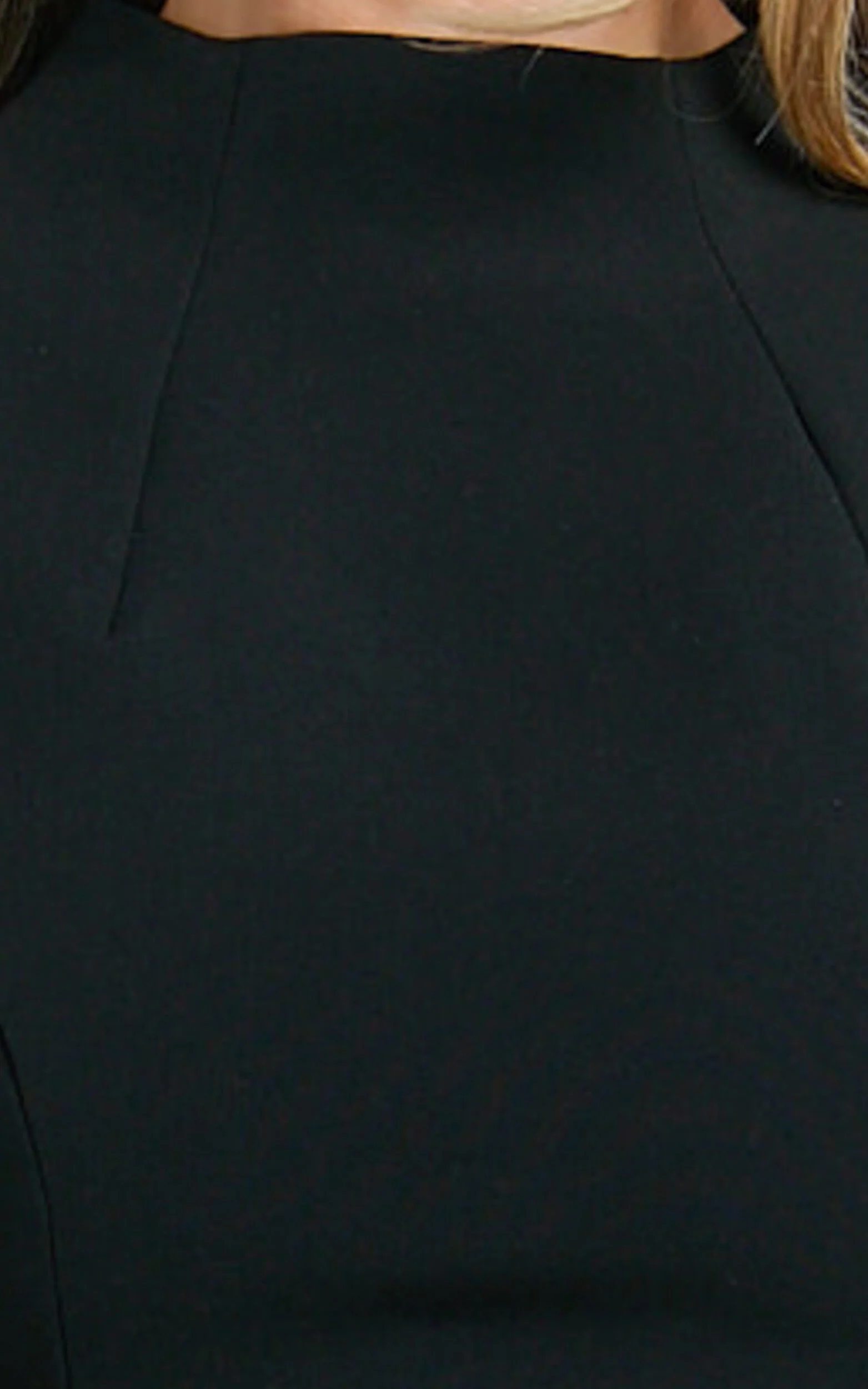 Langley Mini Dress - Sleeveless High Neck Faux Wrap Tulip Dress in Black