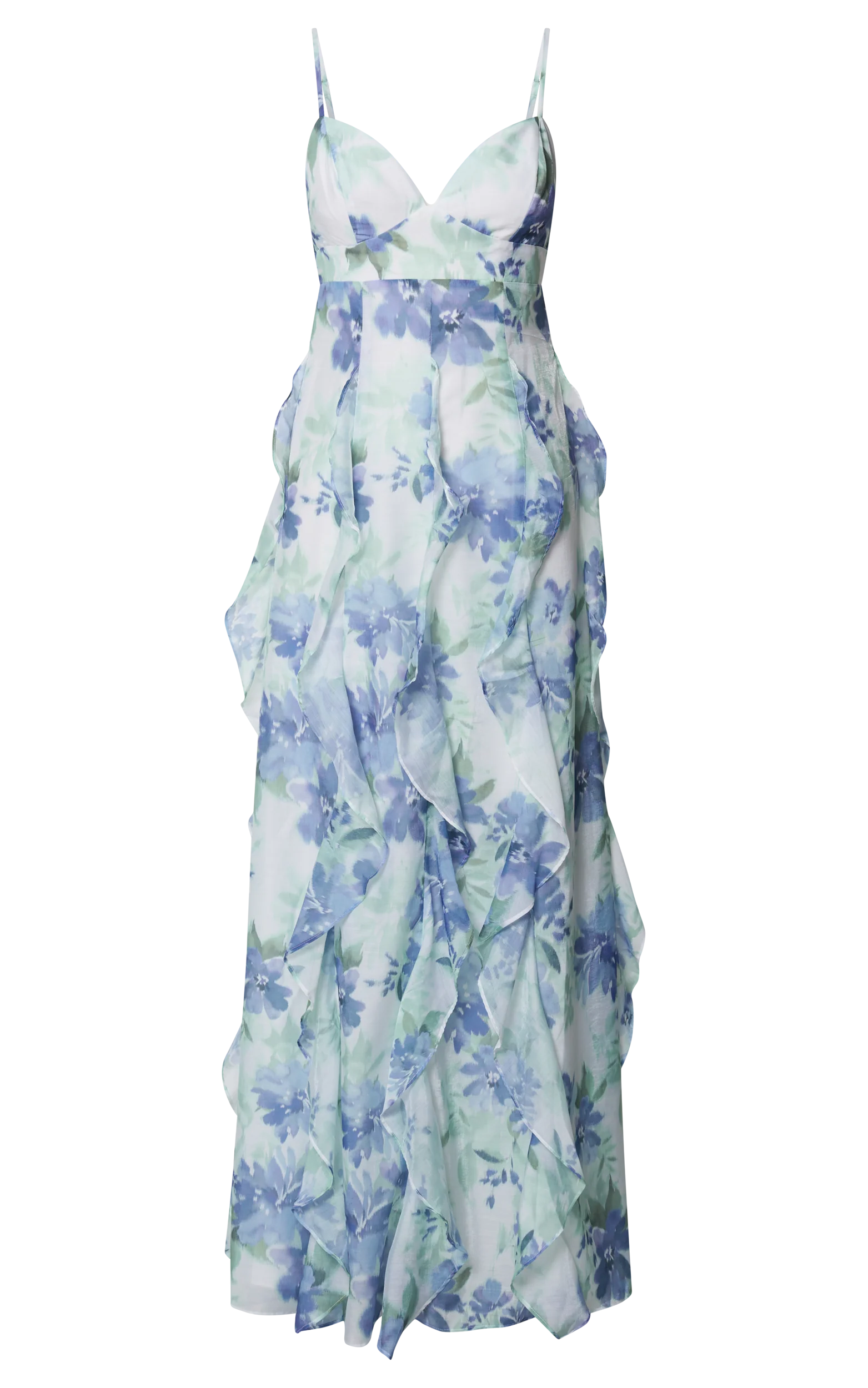 Amalie The Label - Rosalie Strappy Cut Out Ruffle Detail Maxi Dress in Elysian Print