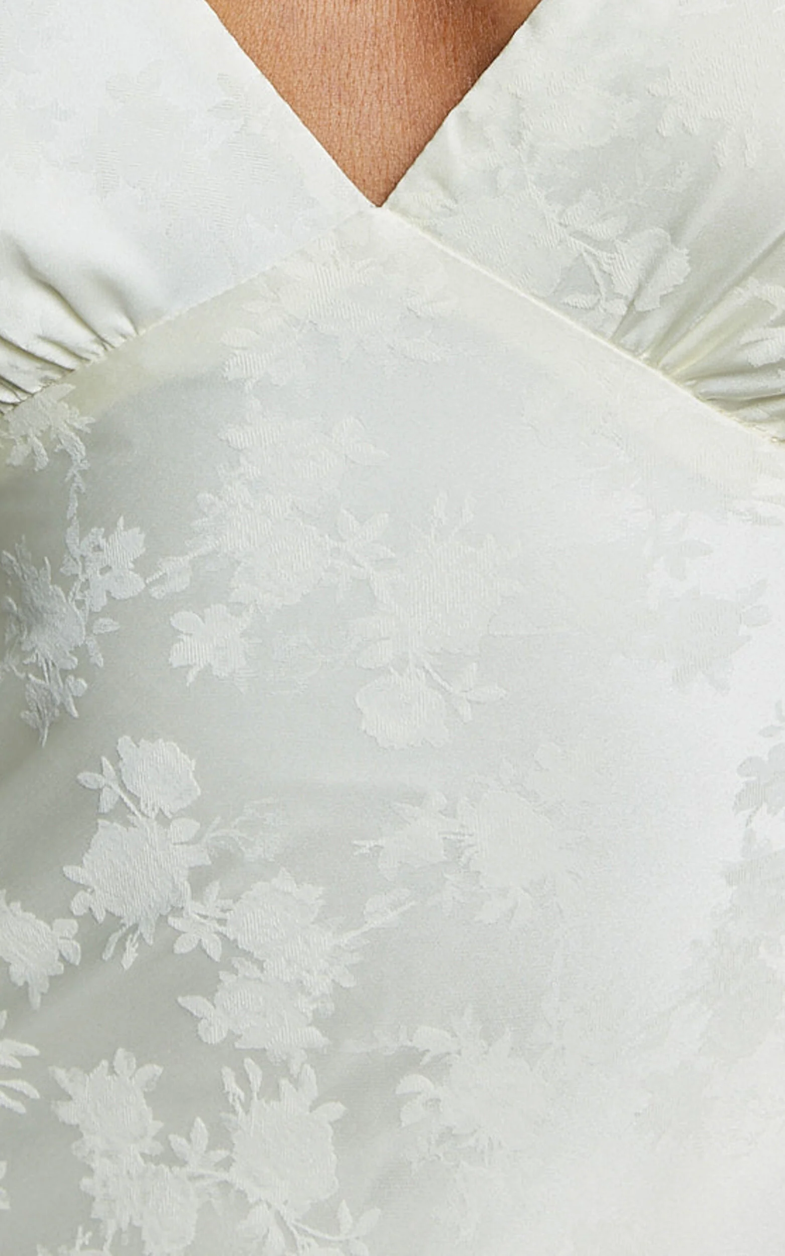 Cohen Midi Dress - Jacquard Satin Midi Dress in Cream