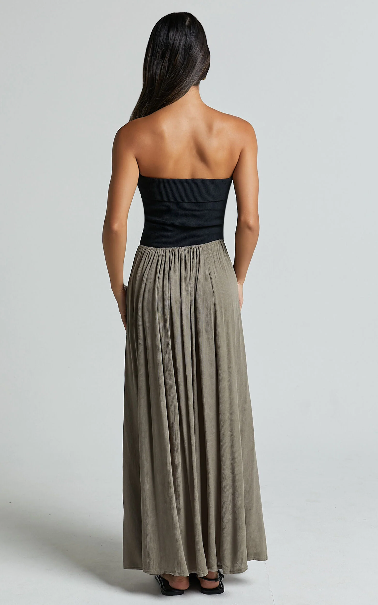 Under The Twilight Maxi Skirt - Thigh Split Skirt in Olive