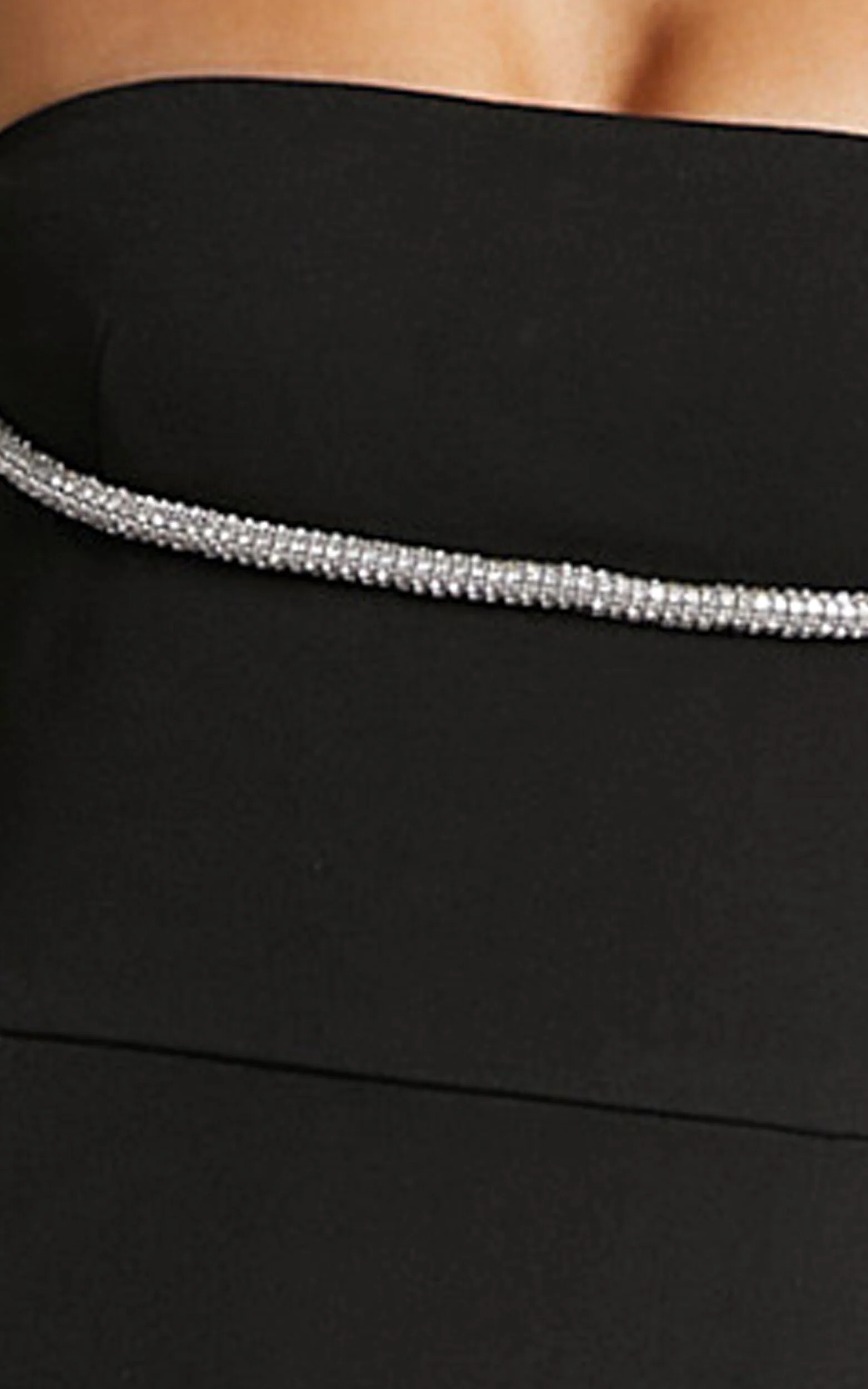 Sharley Midi Dress - Diamante Detail Pencil Dress in Black