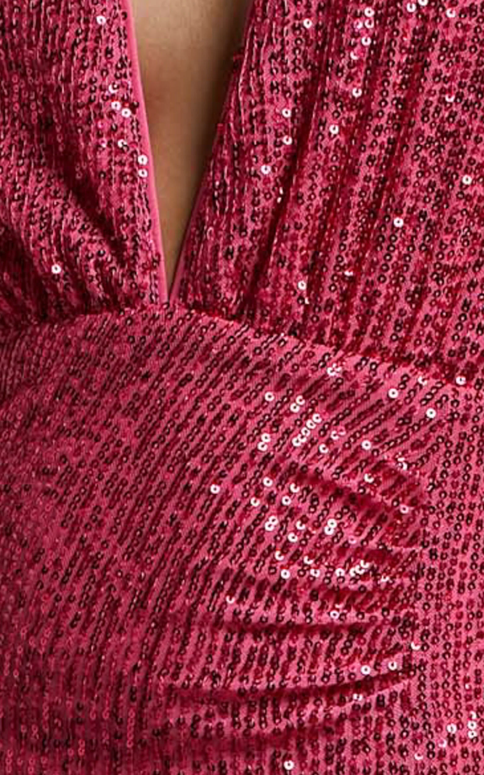 Arlington Midi Dress - Sequin Long Sleeve Dress in Hot Pink