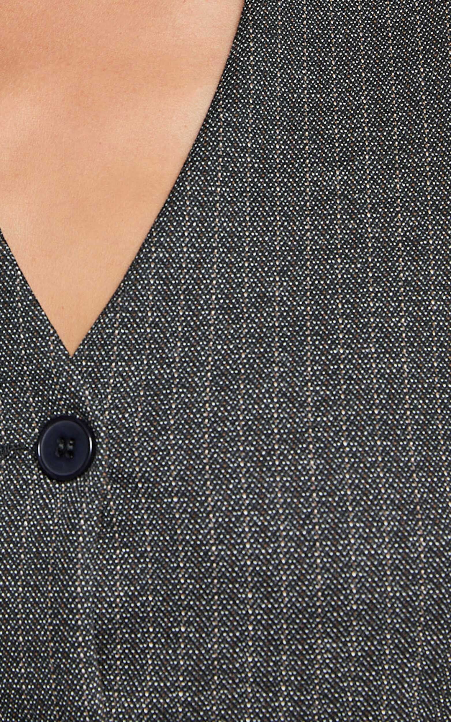 Camille Mini Dress - Halter Neck Vest and Pleated Skirt Mini Dress in Charcoal Pinstripe