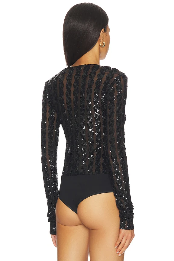 Cable Sequin Mesh Bodysuit