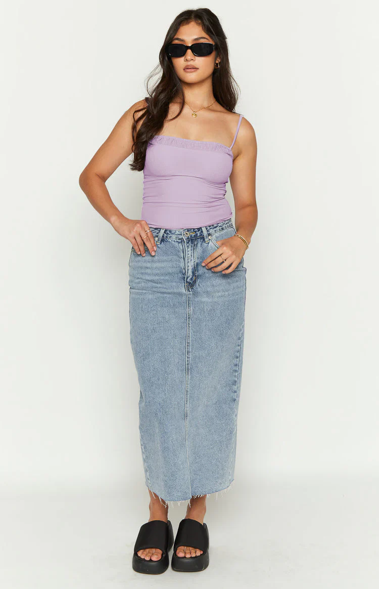 Isla Blue Denim Midi Skirt