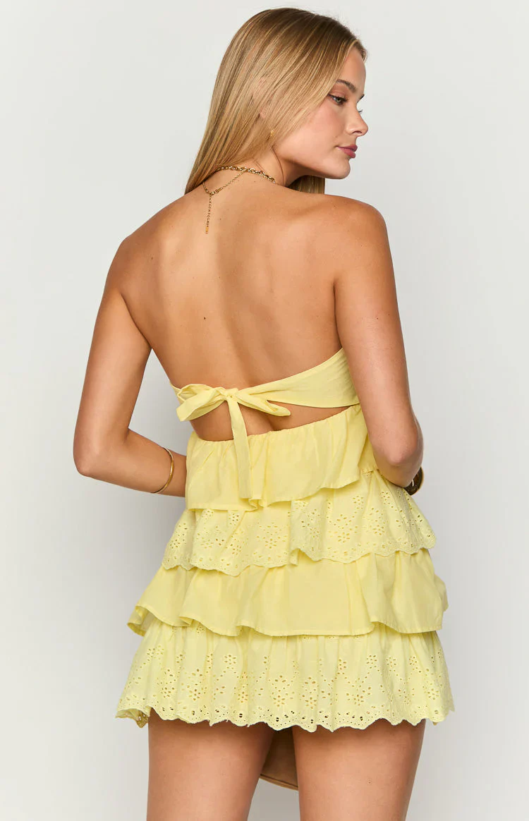 Hannah Yellow Strapless Mini Dress