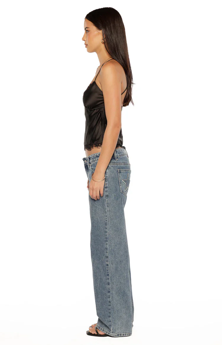 Kai Black Lace Trim Cami Top