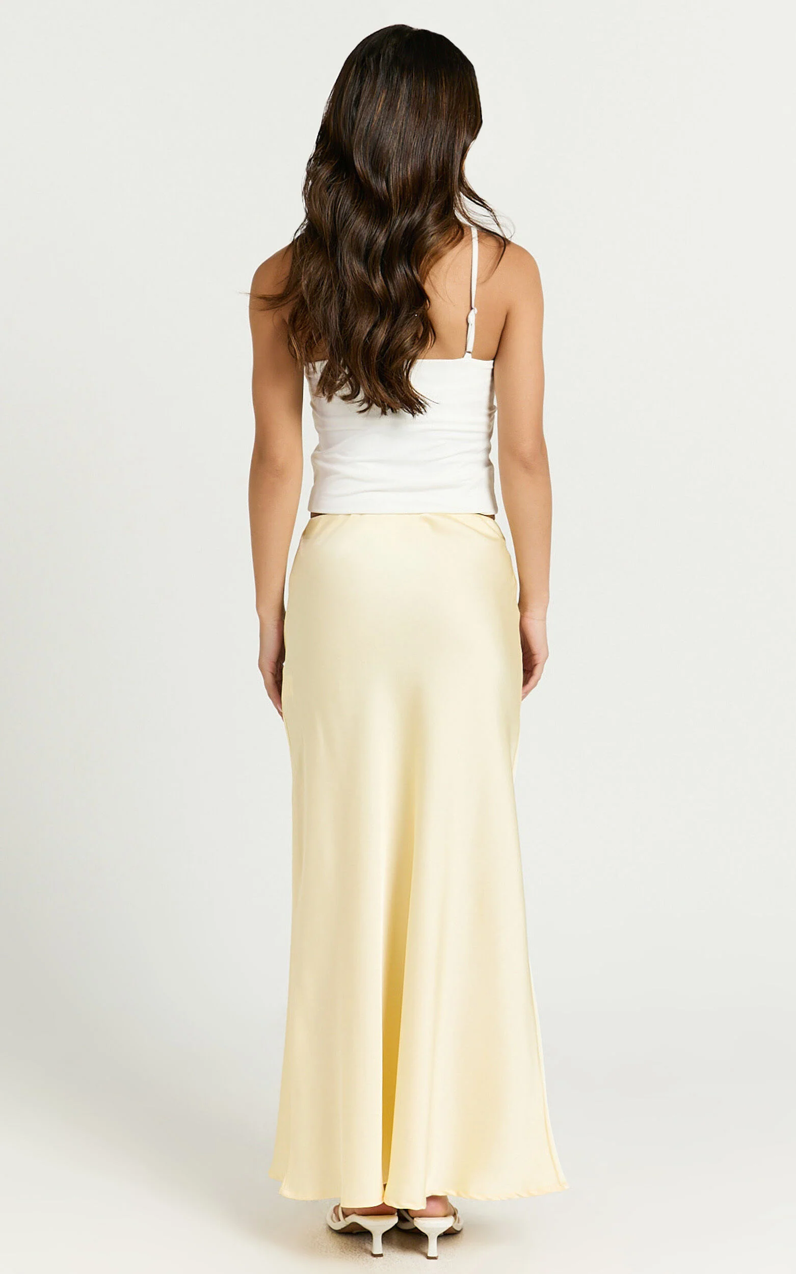 Amari Maxi Skirt - High Waisted Bias Cut Skirt in Lemon