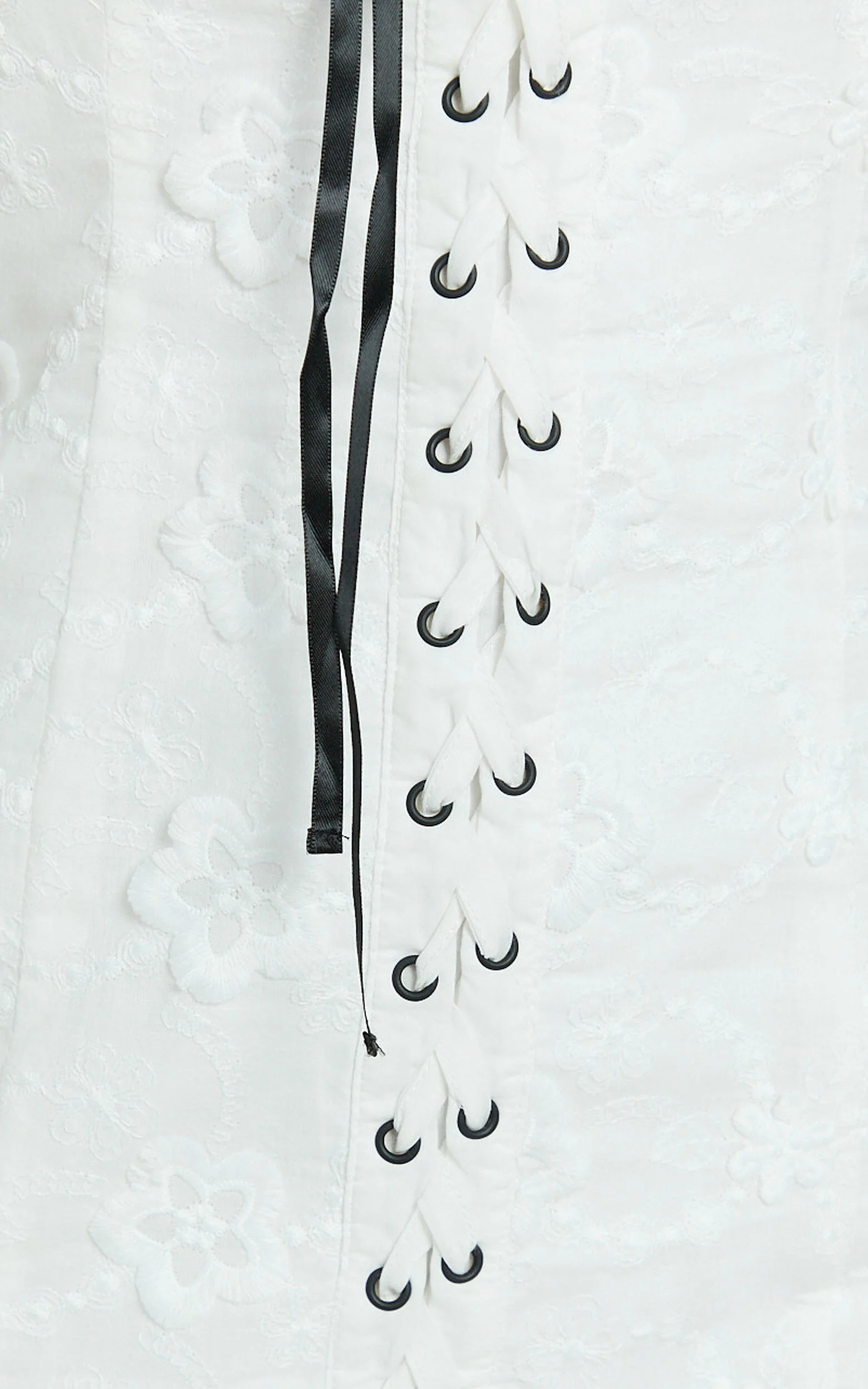 Gisele Mini Dress - Straight Neck Fitted Laced Front Dress in White