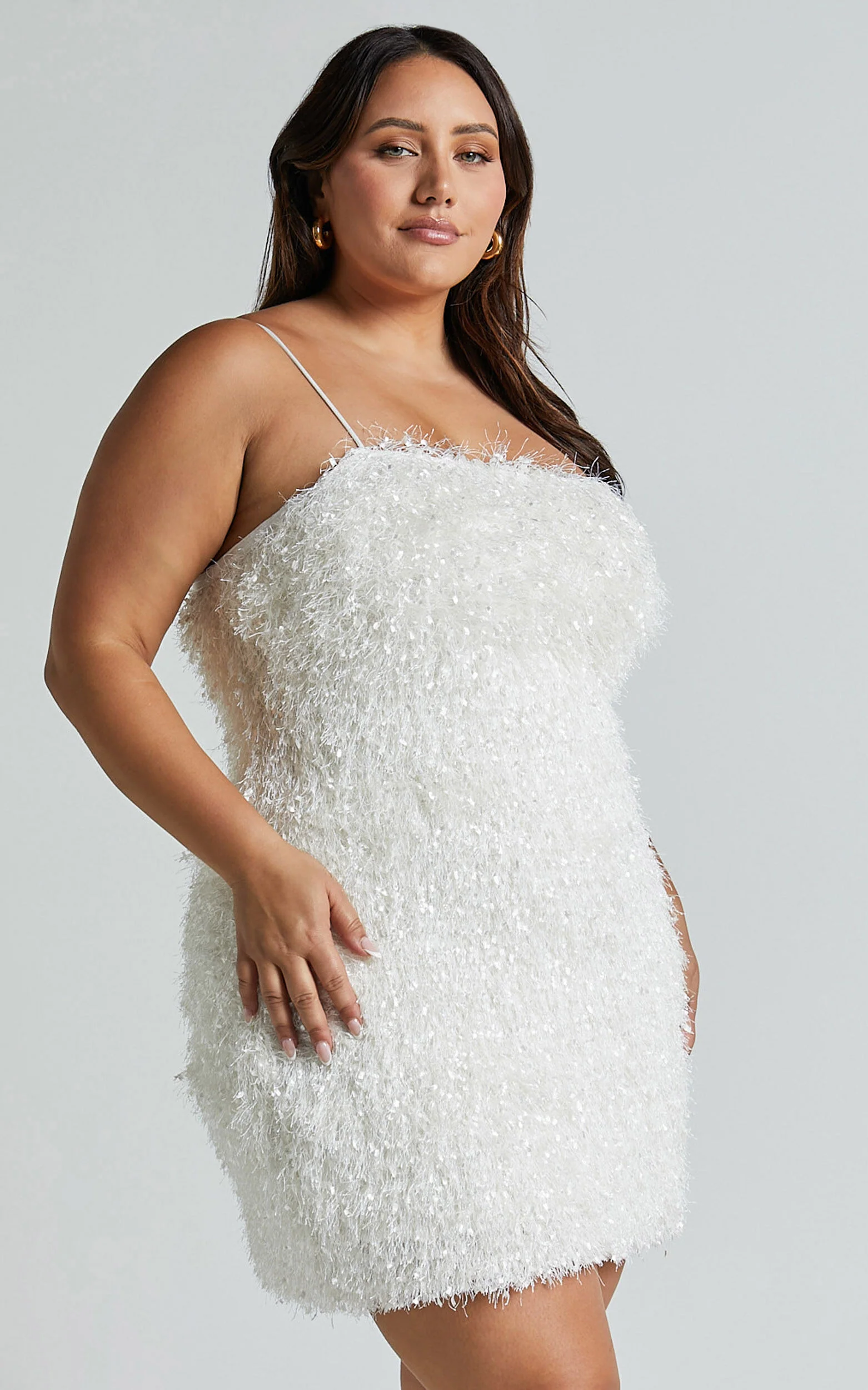 Reis Mini Dress - Textured Strapless Bodycon in White