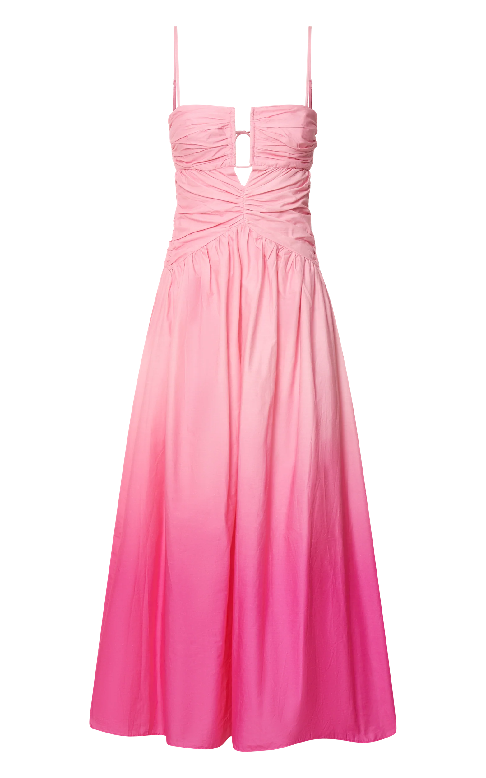 Gianna Midi Dress - Square Neck Cut Out Bust Fit and Flare Dress in Pink Ombre