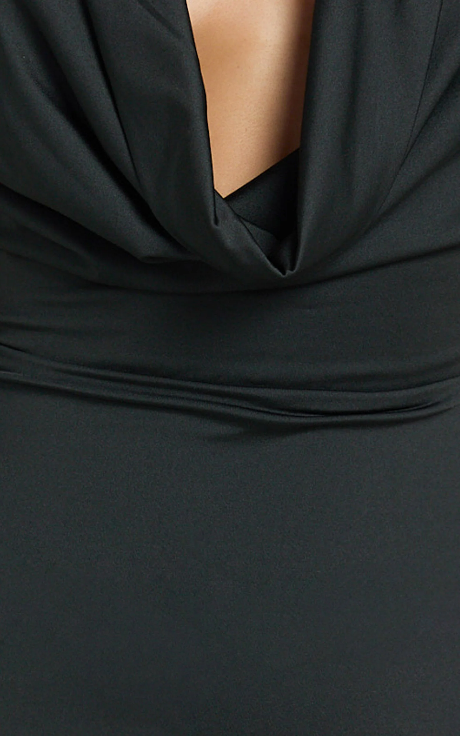 Ashlee Mini Dress - Halter Cowl Neck Bodycon Dress in Black