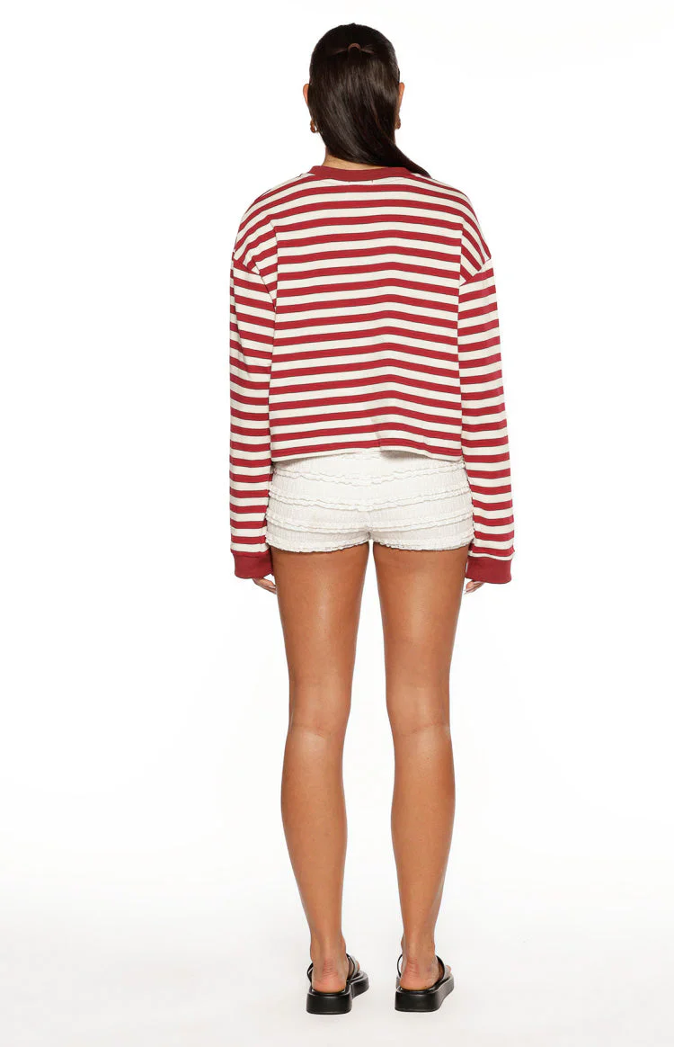So Breezy Burgundy Stripe Long Sleeve Top