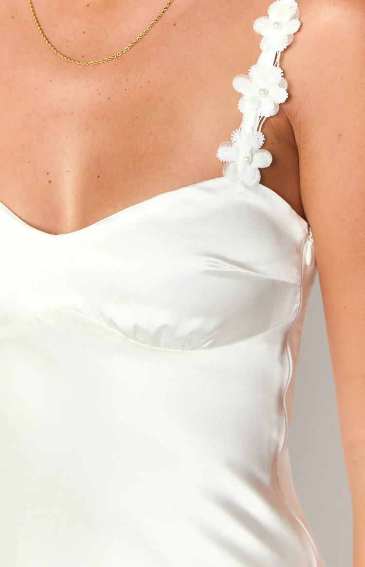 Marbelle White Satin Mini Dress