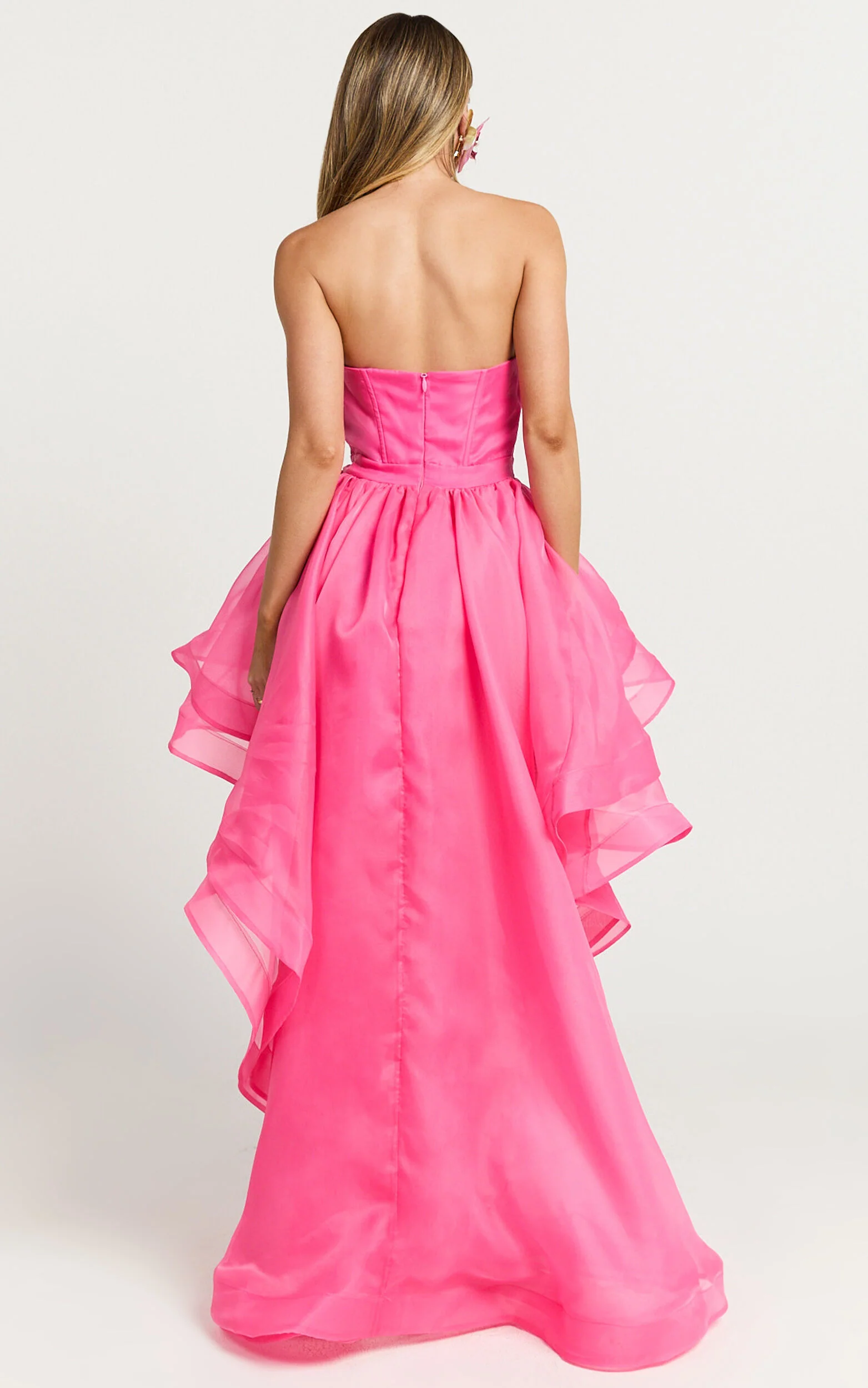 Amalie The Label - Musee Sweetheart High Low Dress in Hot Pink