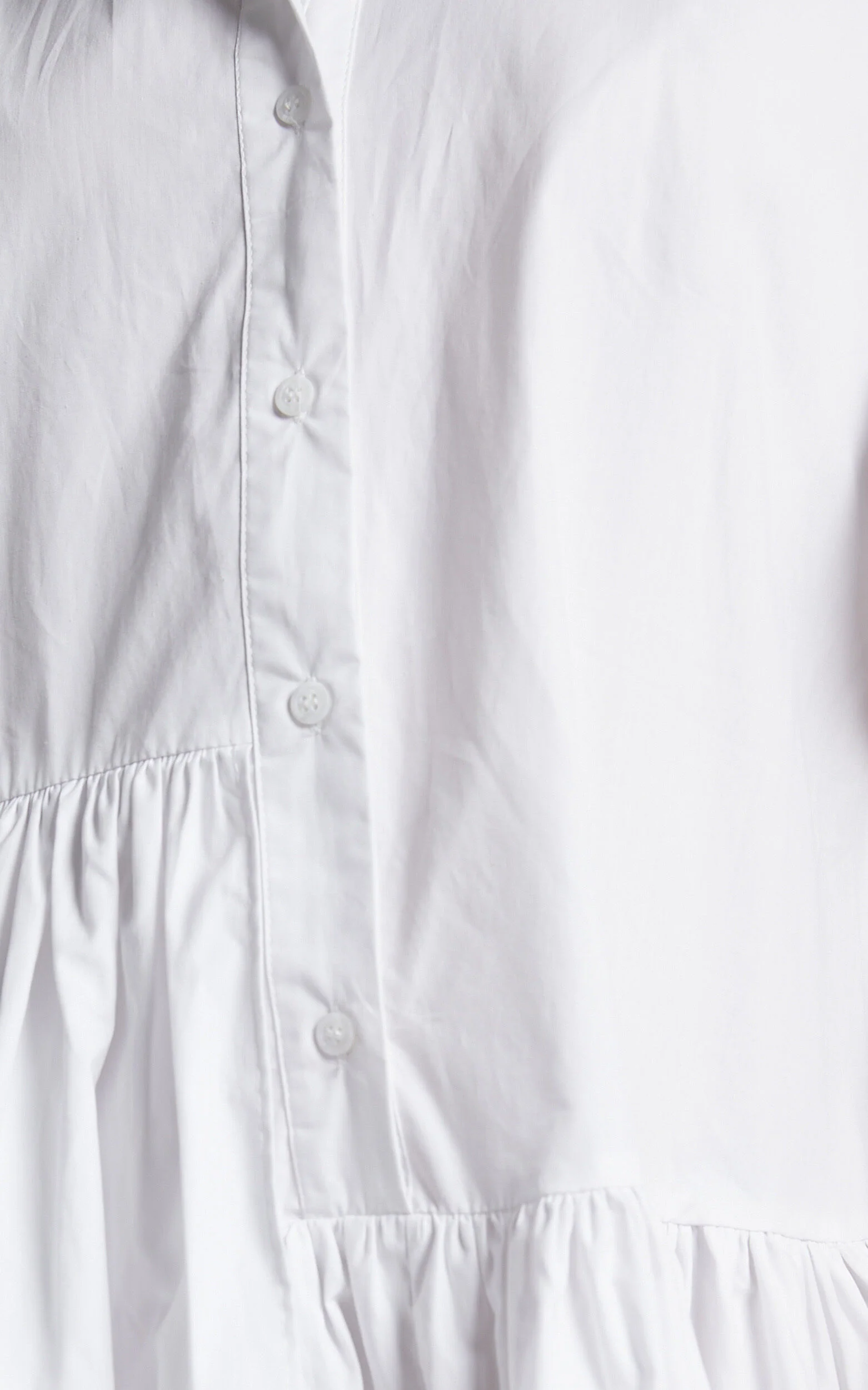 Elowen Mini Dress - Button Up Asymmetrical Tiered Smock Dress in White