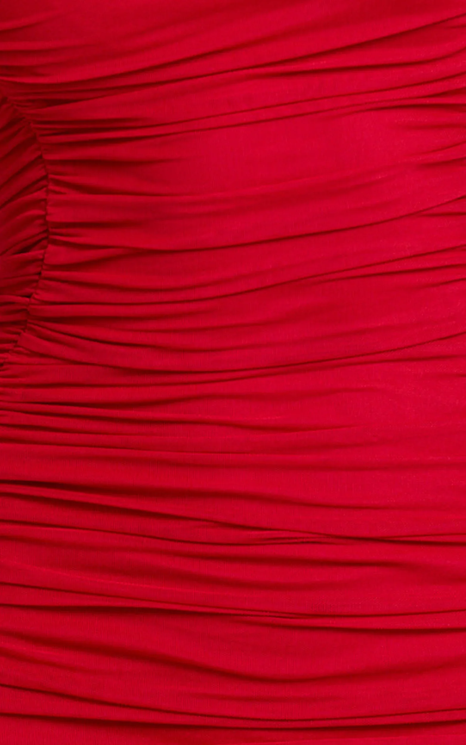 Cardi Maxi Dress - Ruched Mesh High Leg Split Dress in Red