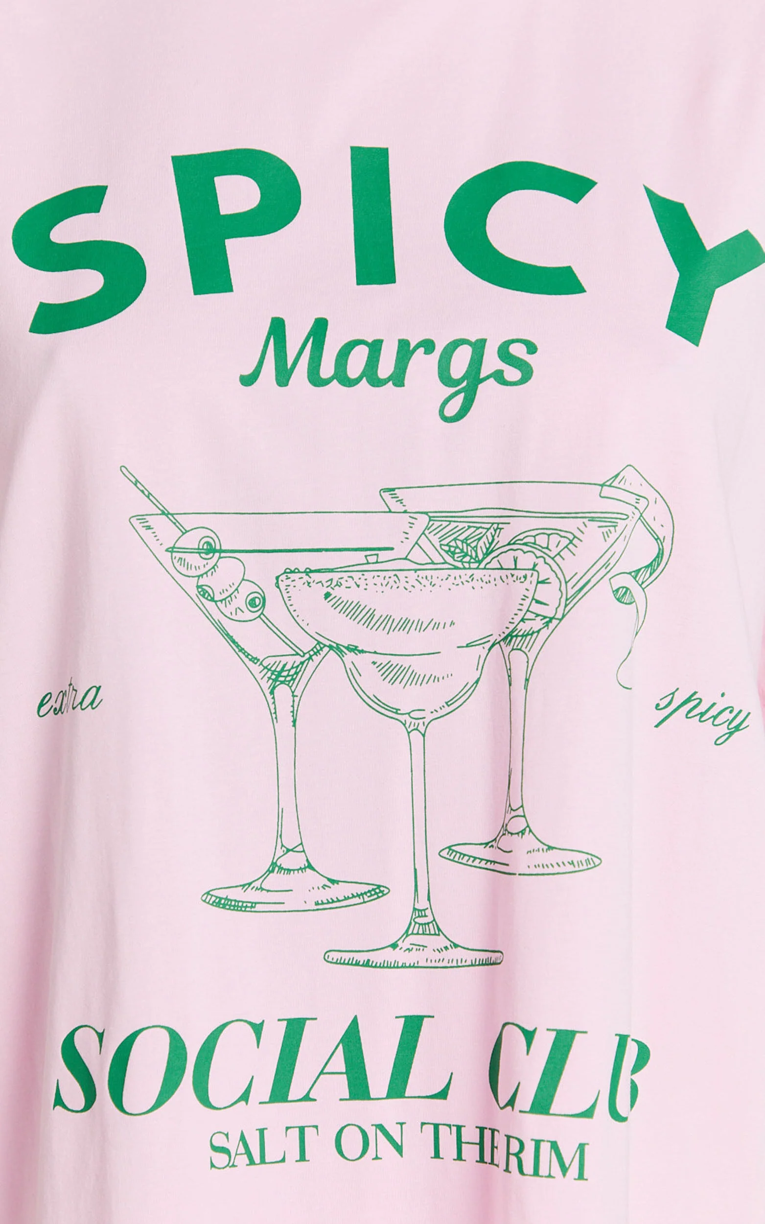 Albina Two Piece Set - Spicy Margs Club Tee and Striped Pant Set in Green