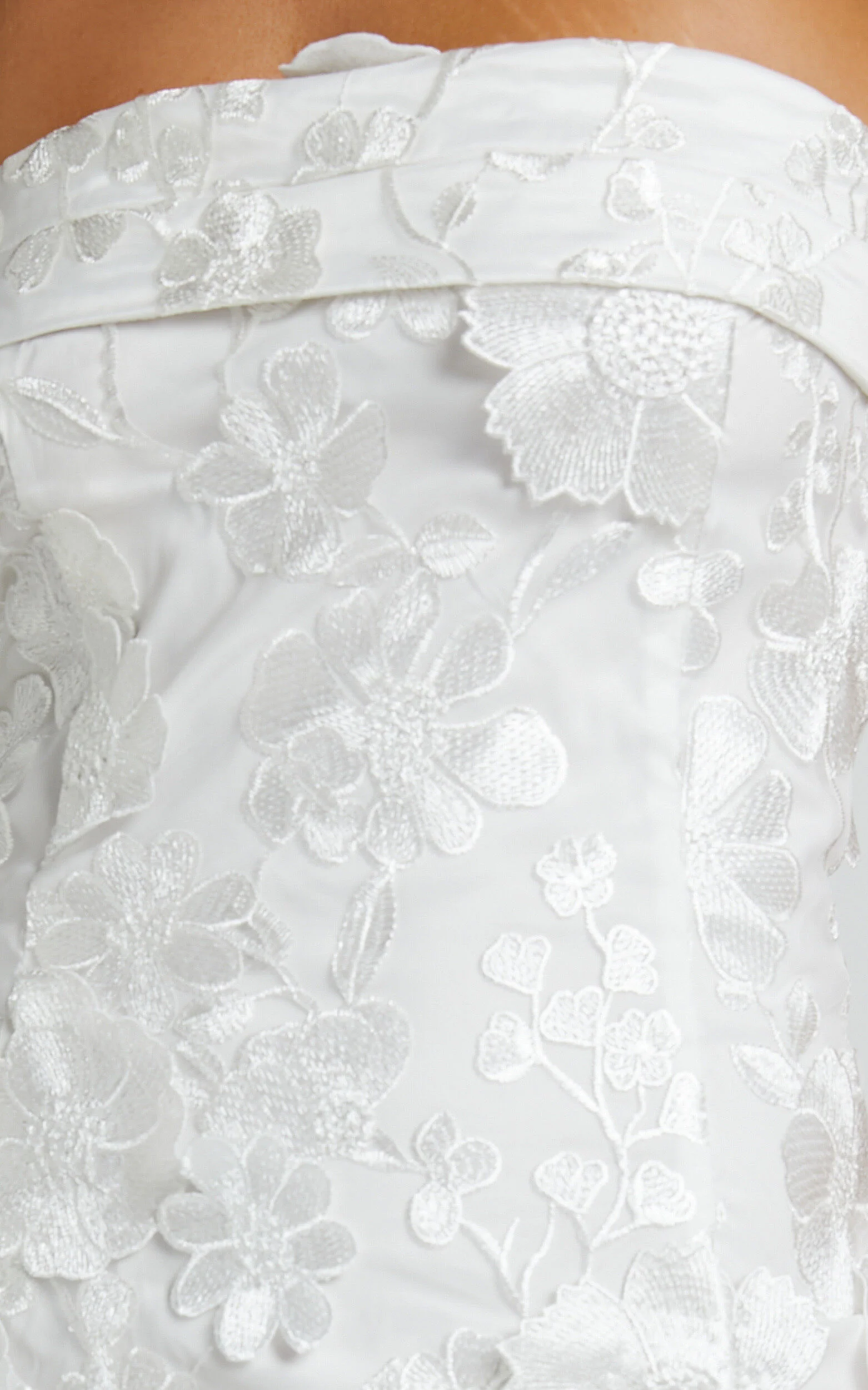 Wren Mini Dress - Strapless Bodycon Garden Flowers Dress in White