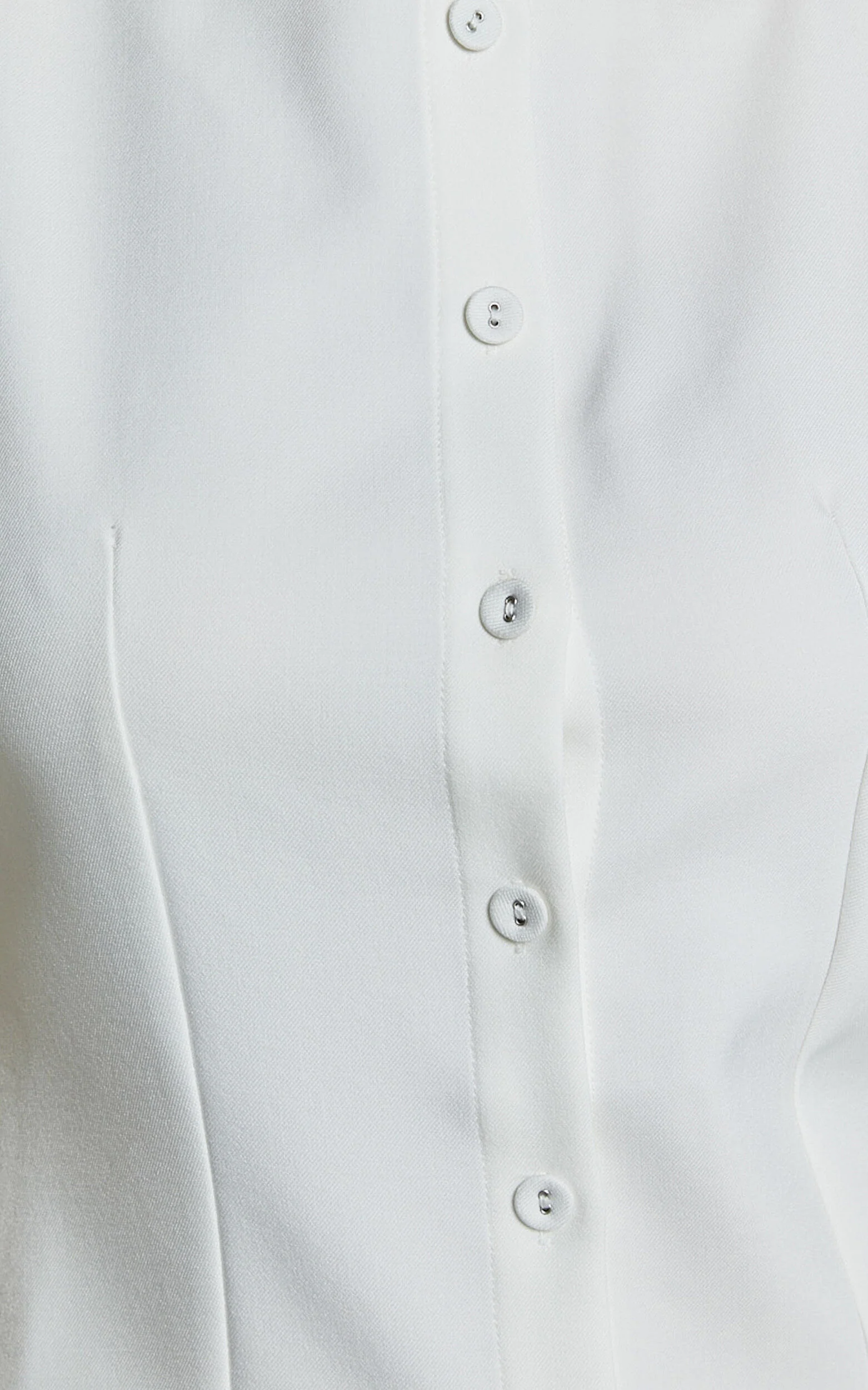 Kiara Mini Dress - Scoop Neck Button Down Dress in White