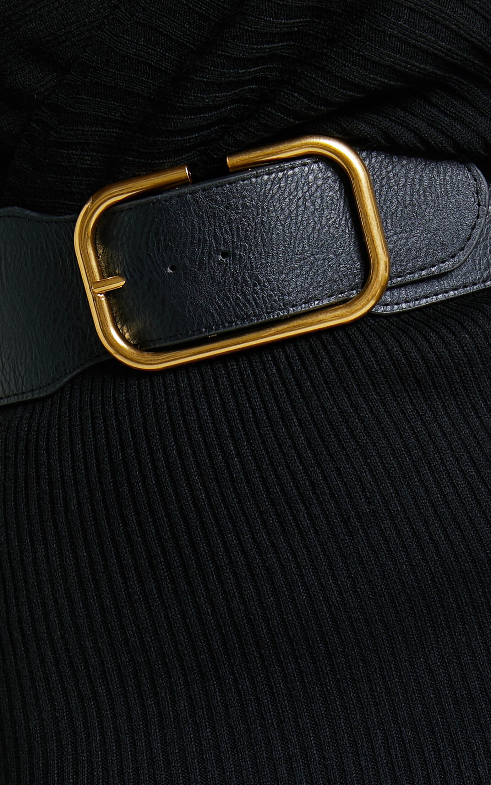 Sheika Midi Dress - Long Sleeve Off Shoulder Knit Dress in Black