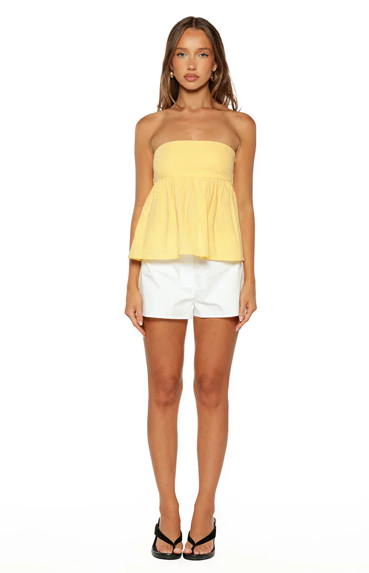 Klee Yellow Strapless Tie Back Top