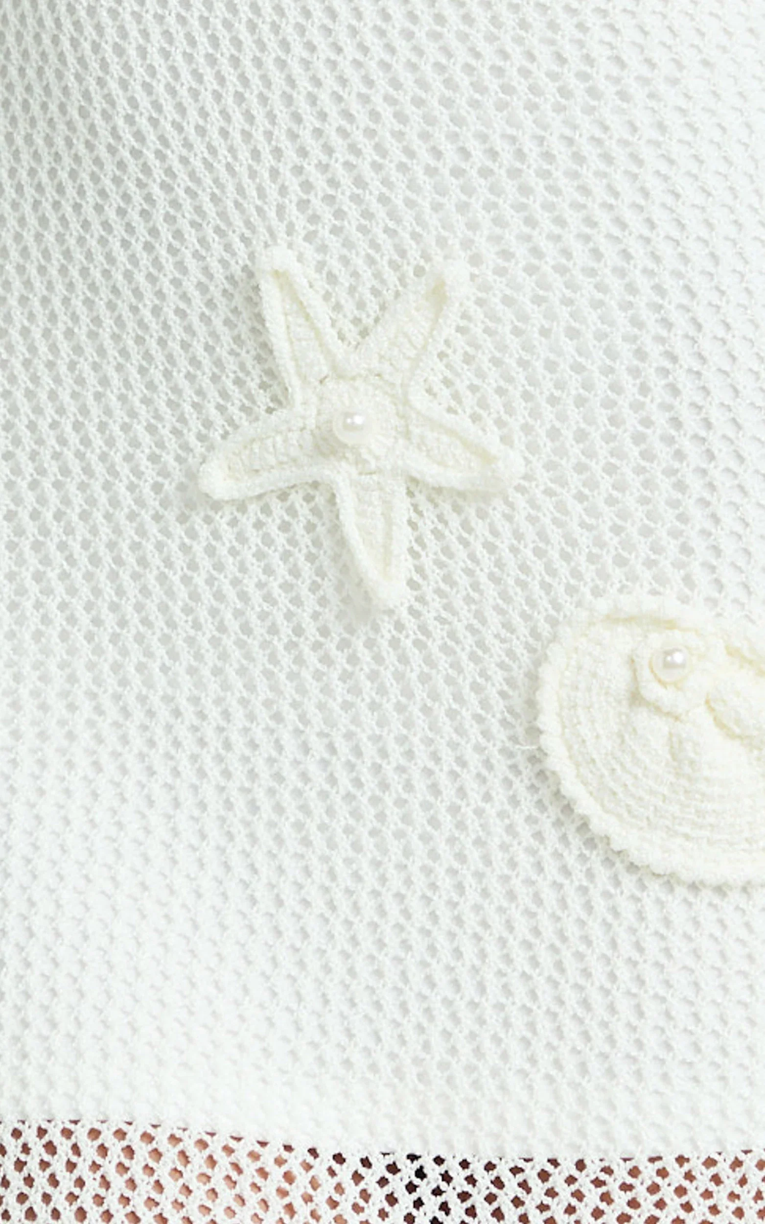 Alodia Maxi Dress - Sheer Crochet Knit With Crochet Seashells And Keyhole Dress in Off White