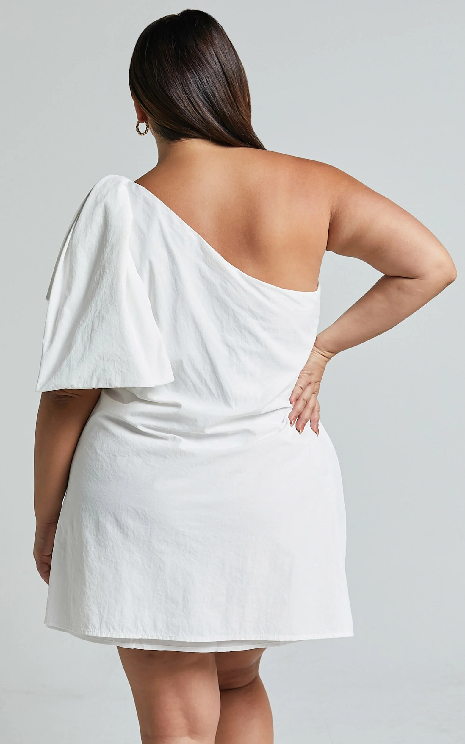 Khirara Mini Dress - One Shoulder Bow Detail Dress in White