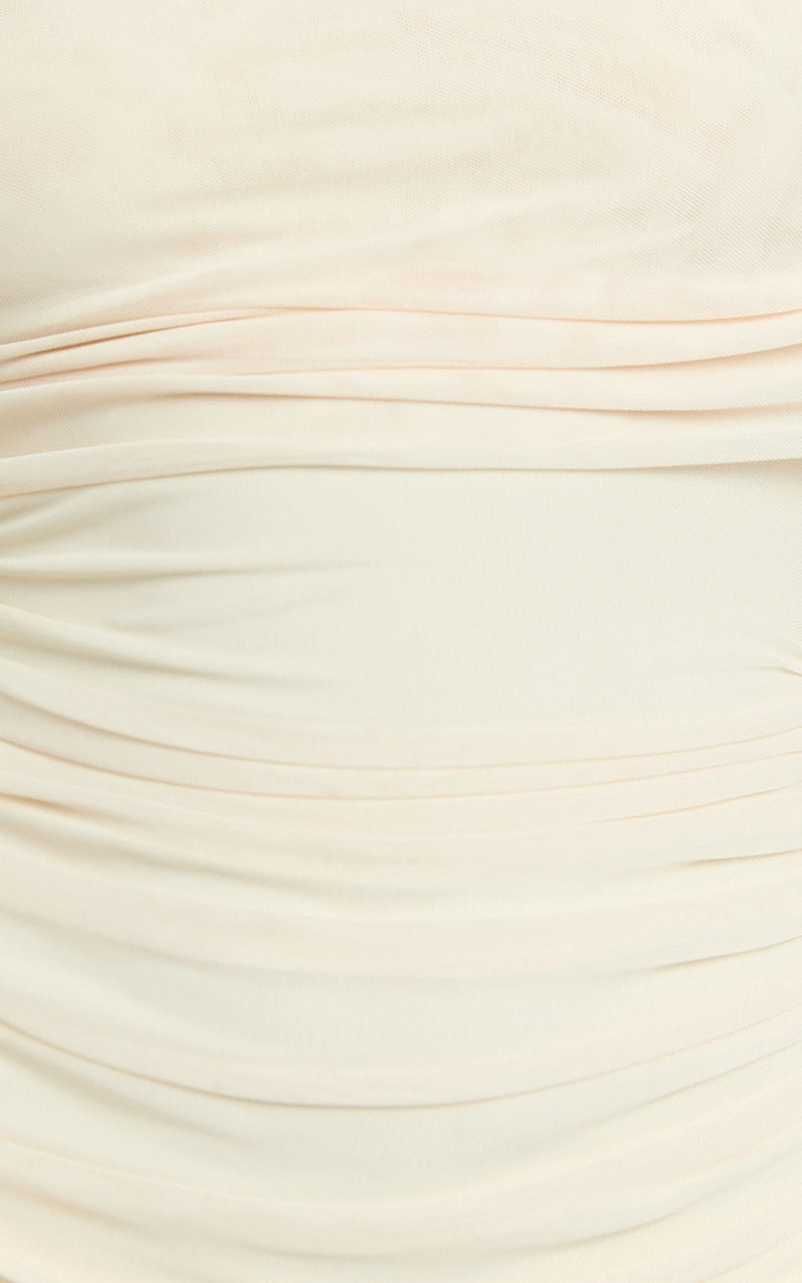 Clyde Mini Dress - Mesh Off Shoulder Ruched Bodycon Dress in Cream