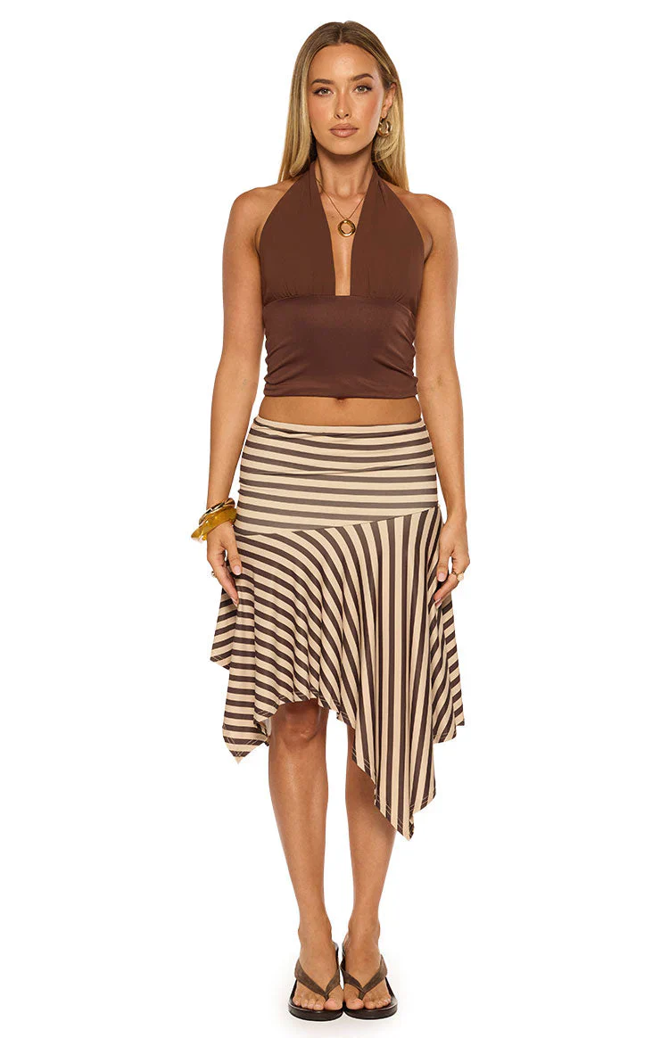 Kerlina Brown Halter Neck Top