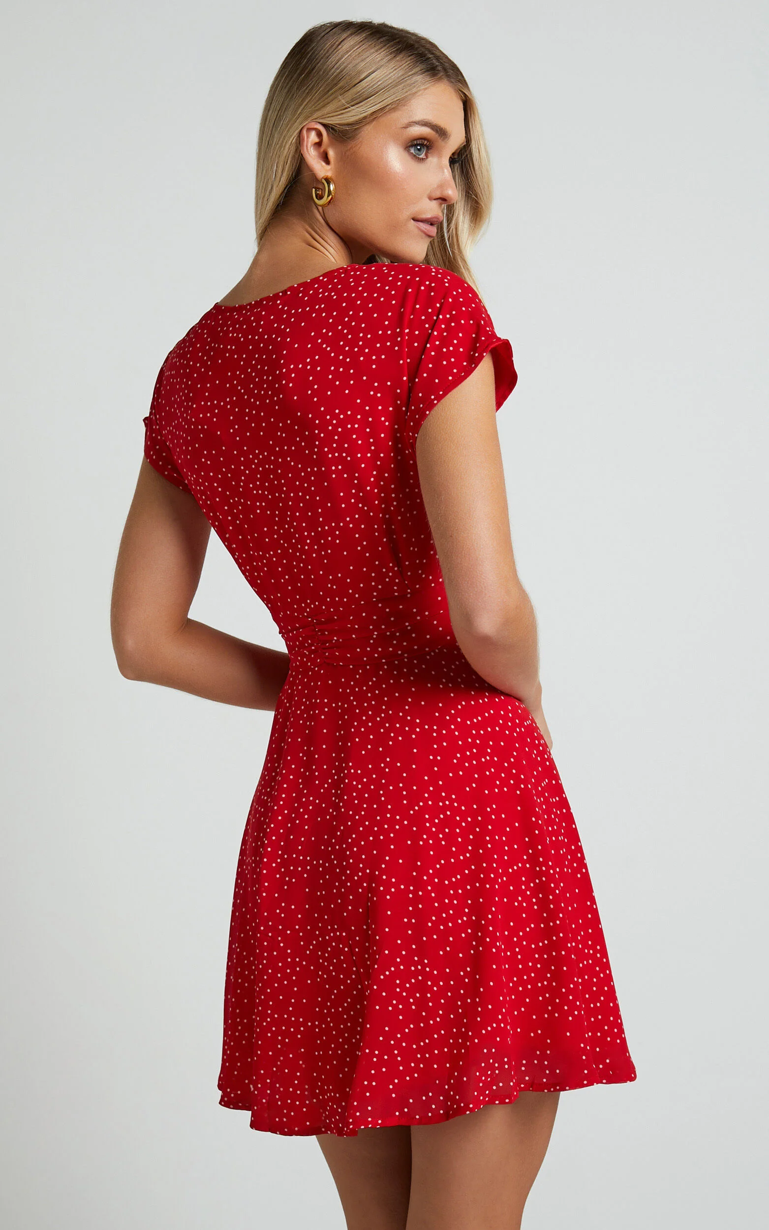 Hey Now Mini Dress - A line Dress in Red Spot