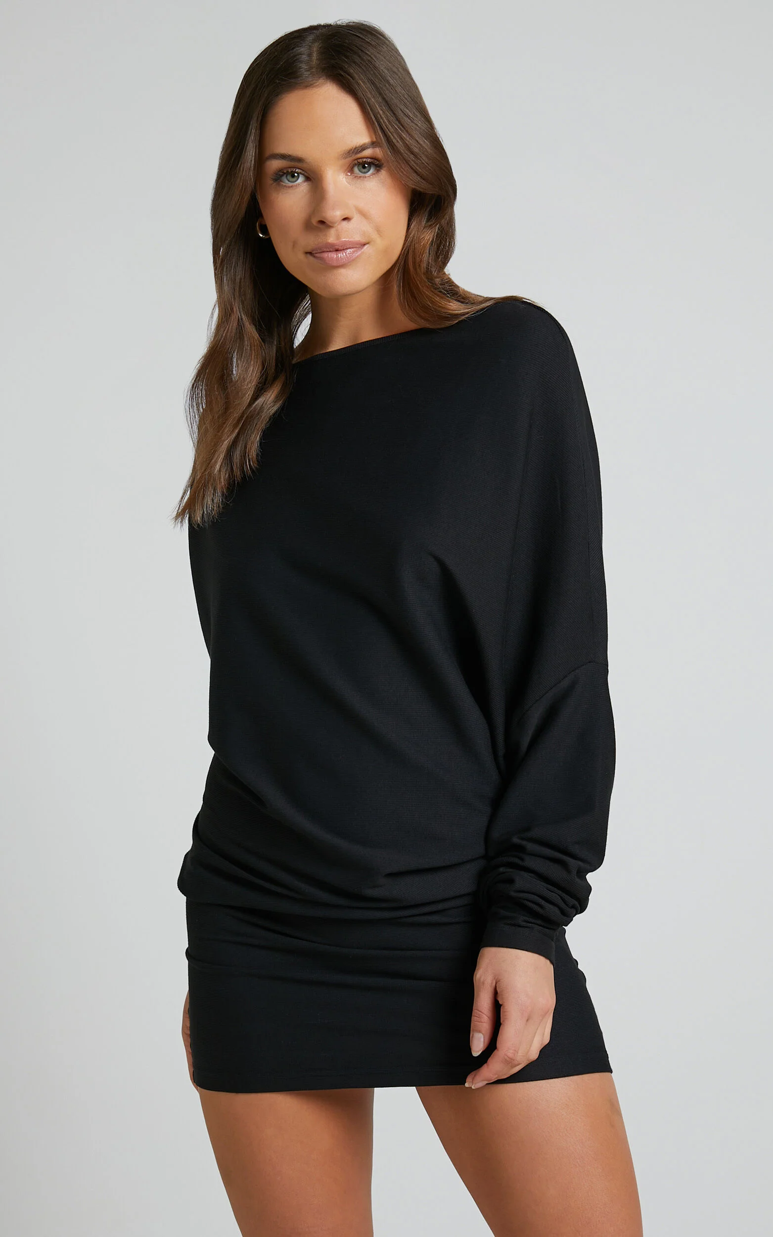 Fermina Mini Dress - Long Sleeve Bodycon Dress in Black