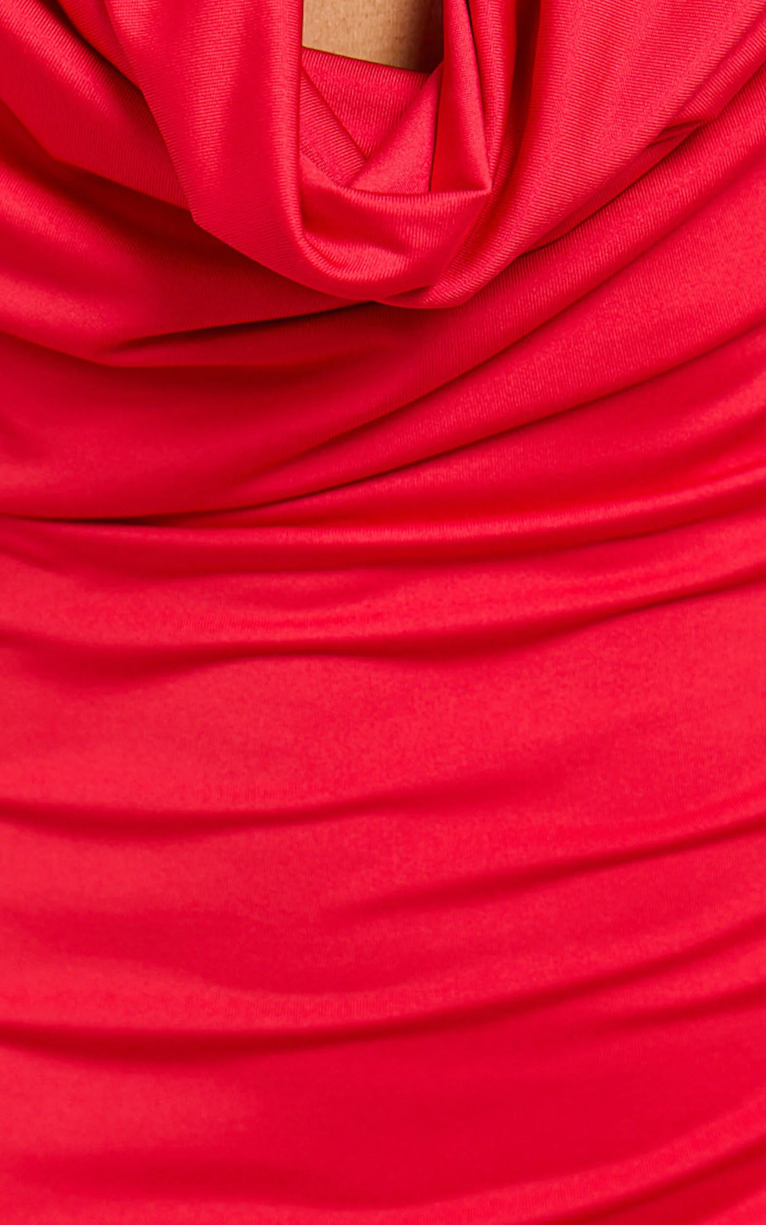 Ashlee Mini Dress - Halter Cowl Neck Bodycon Dress in Red