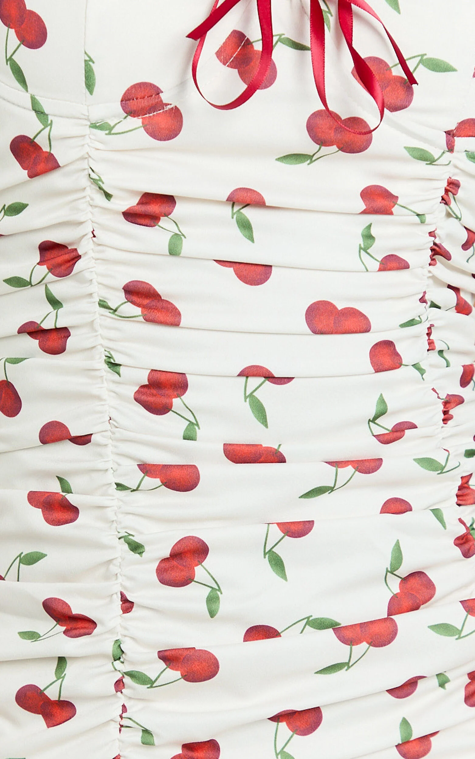 Bailey Mini Dress - Recycled Cherry Print Cap Sleeve Ruched Bust Bodycon Dress in Blushing Cherries Print