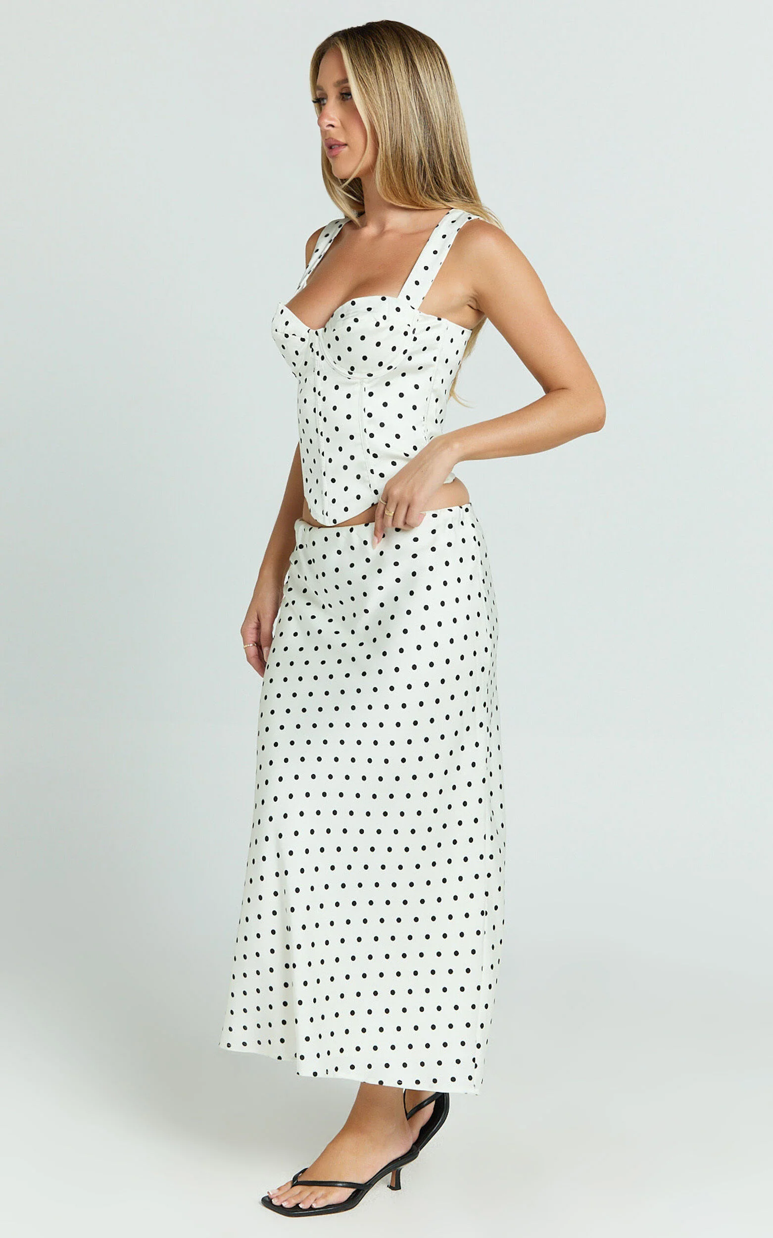 Runaway The Label - Karlita Midi Skirt in White Polka