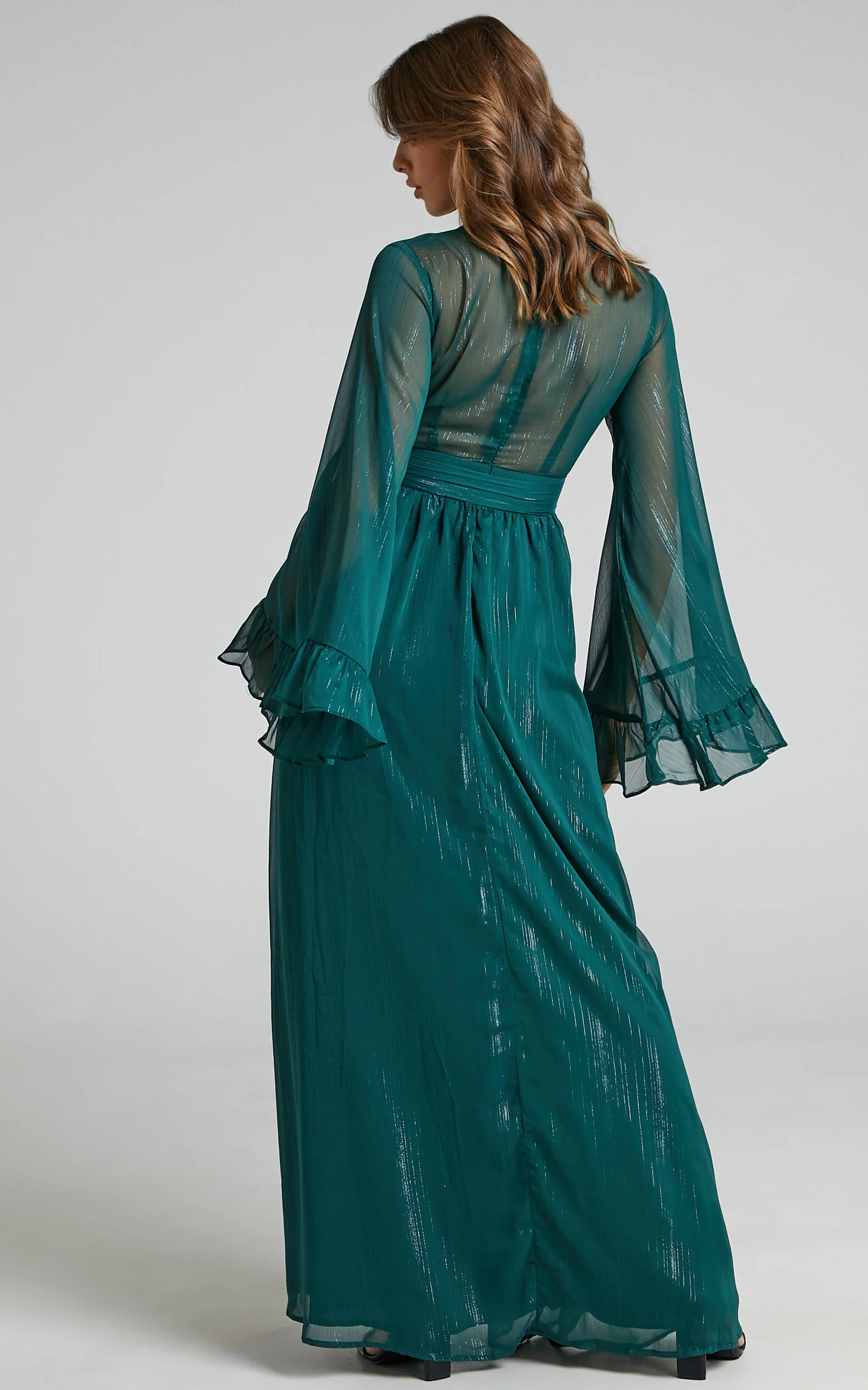 Dangerous Woman Maxi Dress - Plunge Thigh Split Dress in Emerald