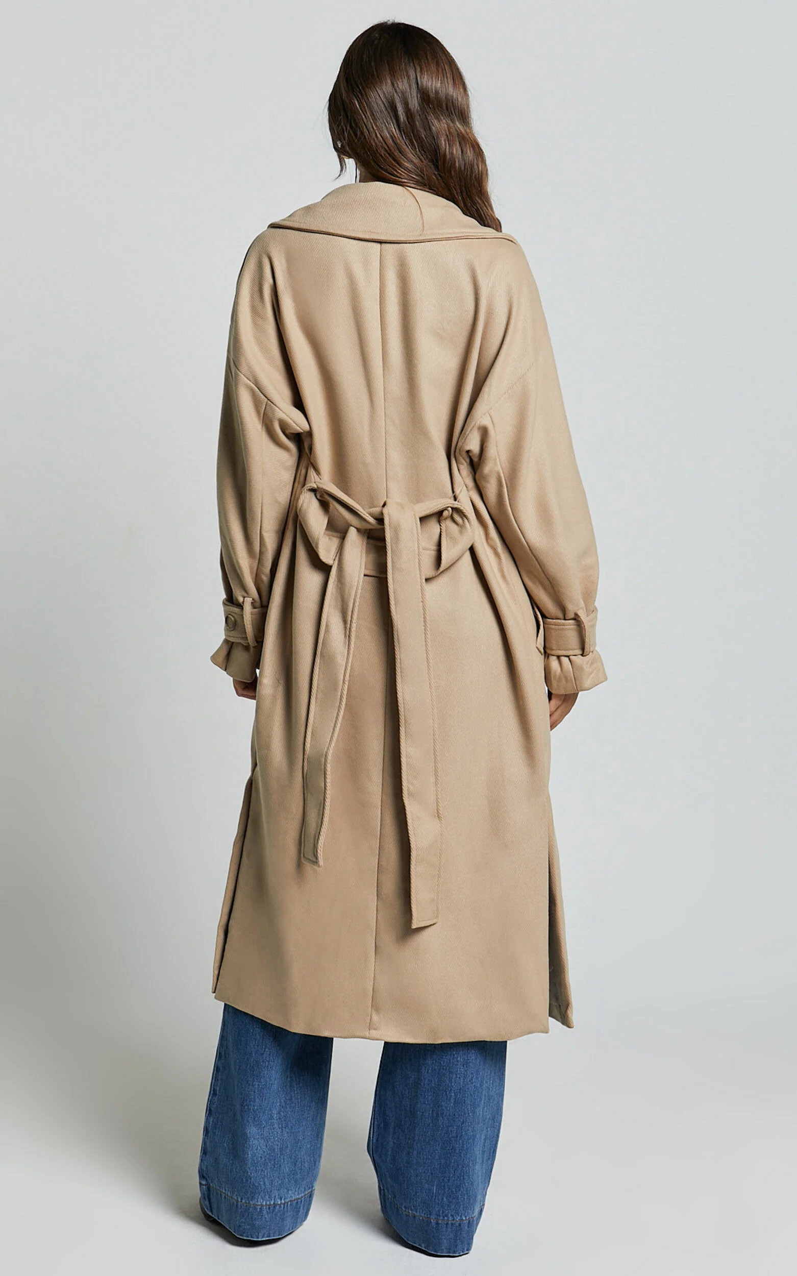 Mella Coat - Belted Longline Coat in Camel