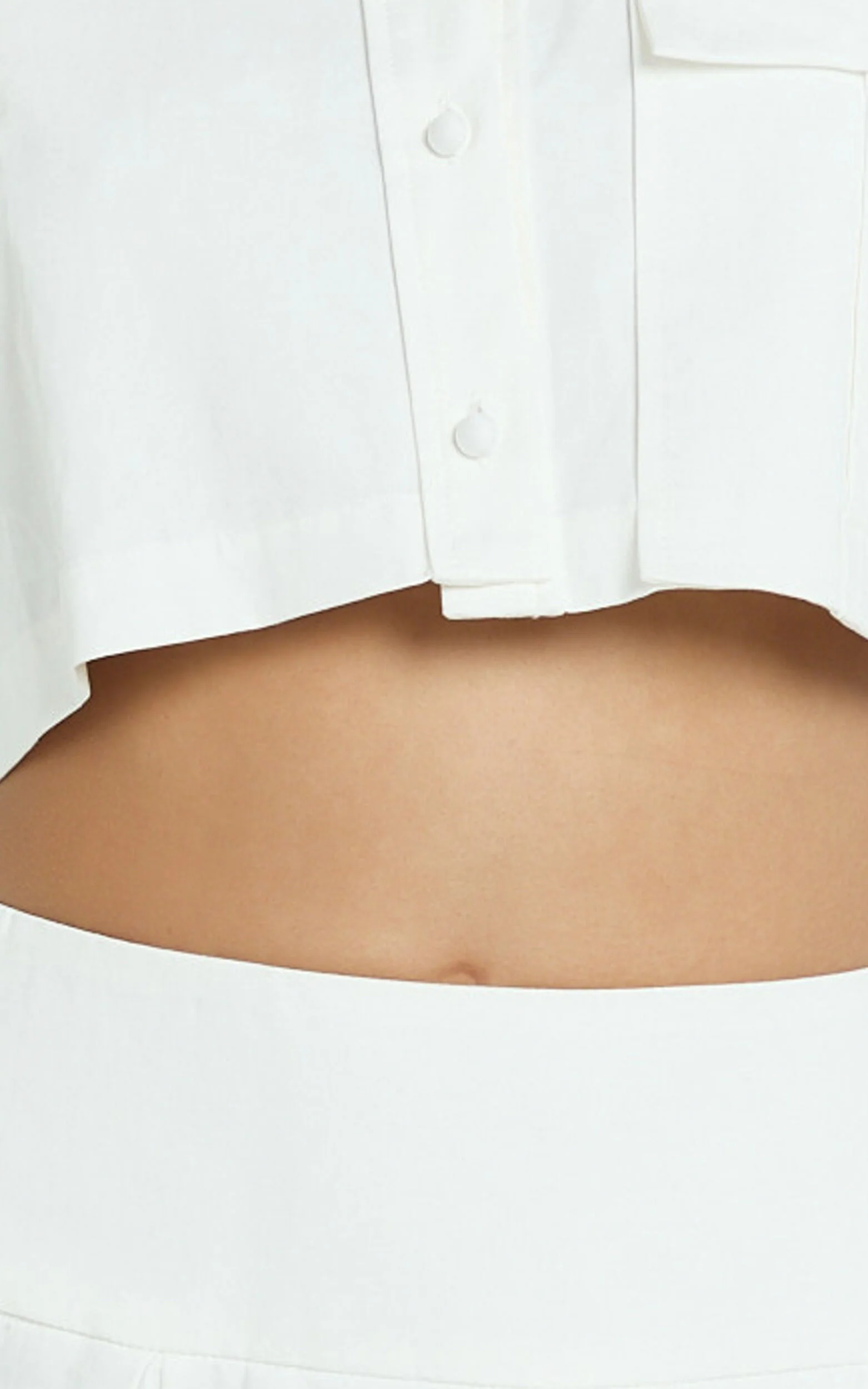 Harlow Two Piece Set - Long Sleeve Crop Shirt and Mini Skirt Set in White