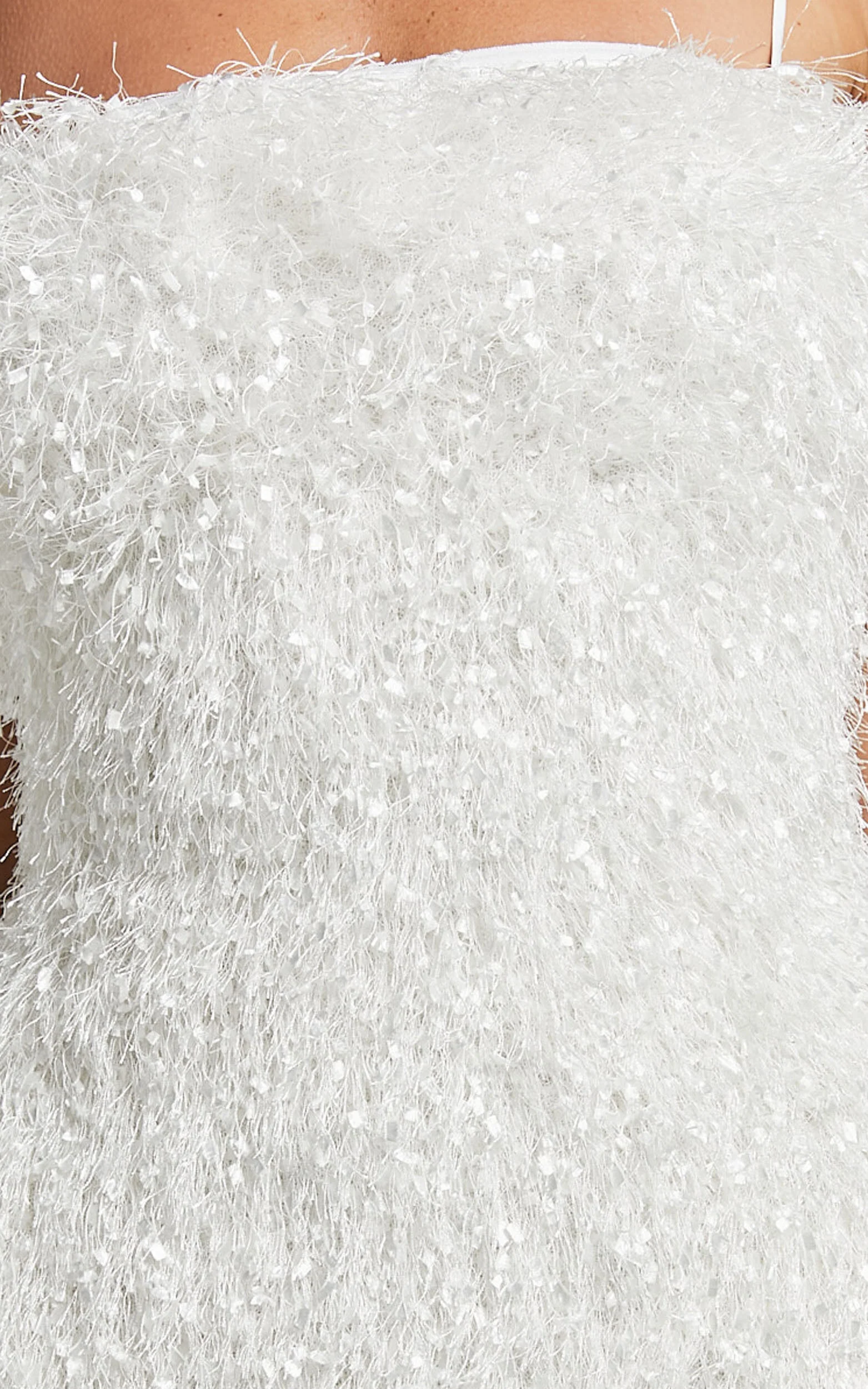 Reis Mini Dress - Textured Strapless Bodycon in White