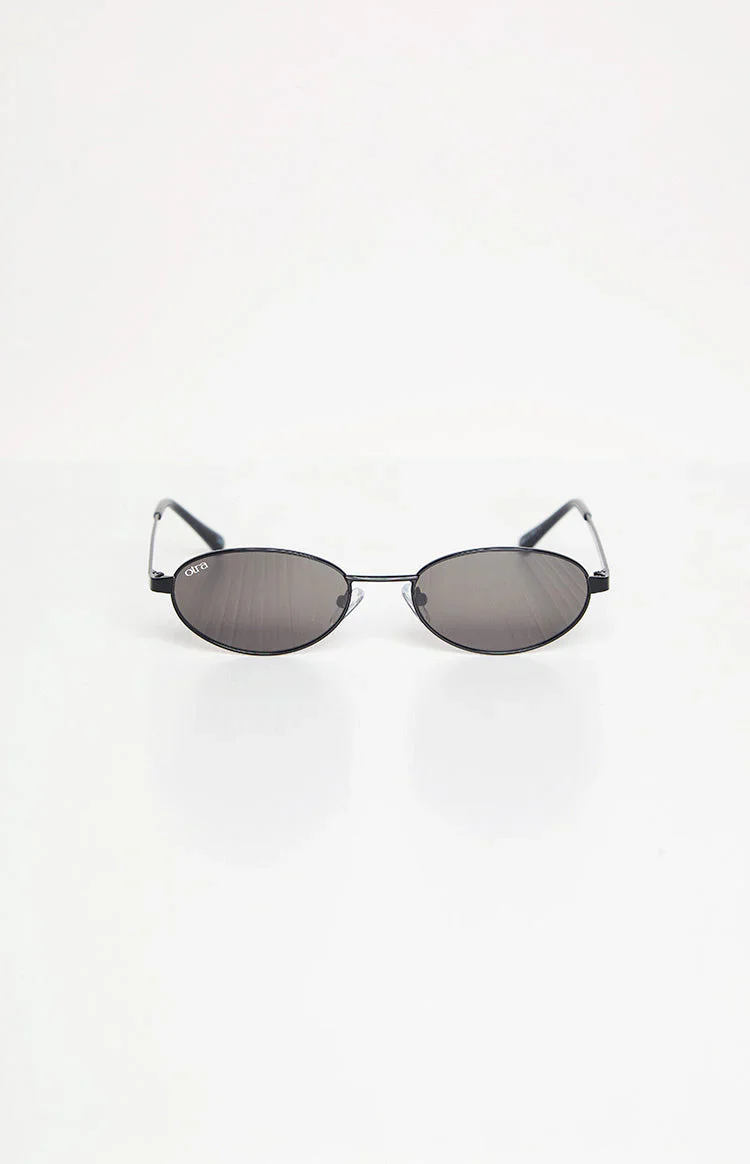 Otra Eyewear Rosie Black Oval Sunglasses