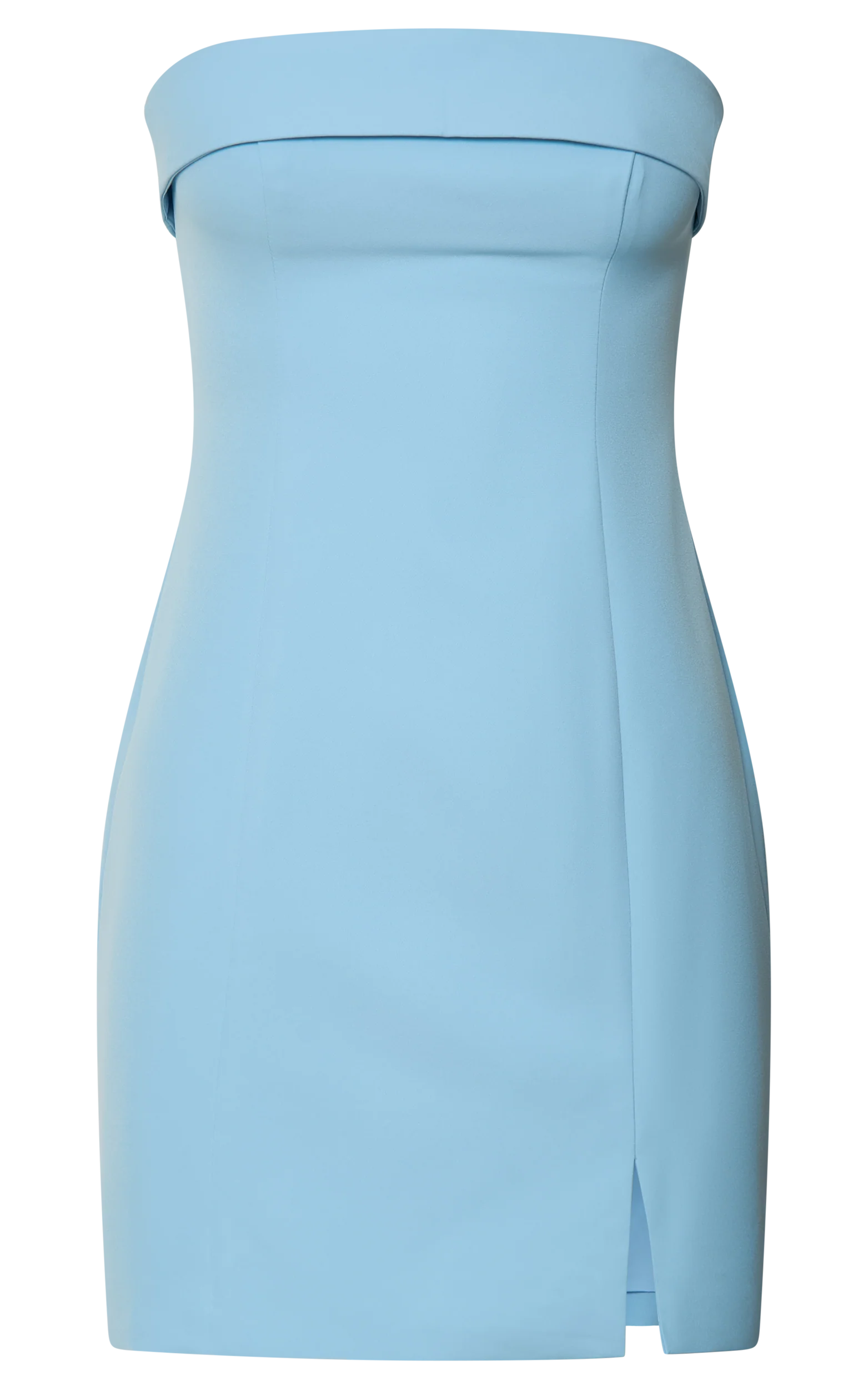 Tricia Mini Dress - Strapless Foldover Neckline Dress in Pale Blue