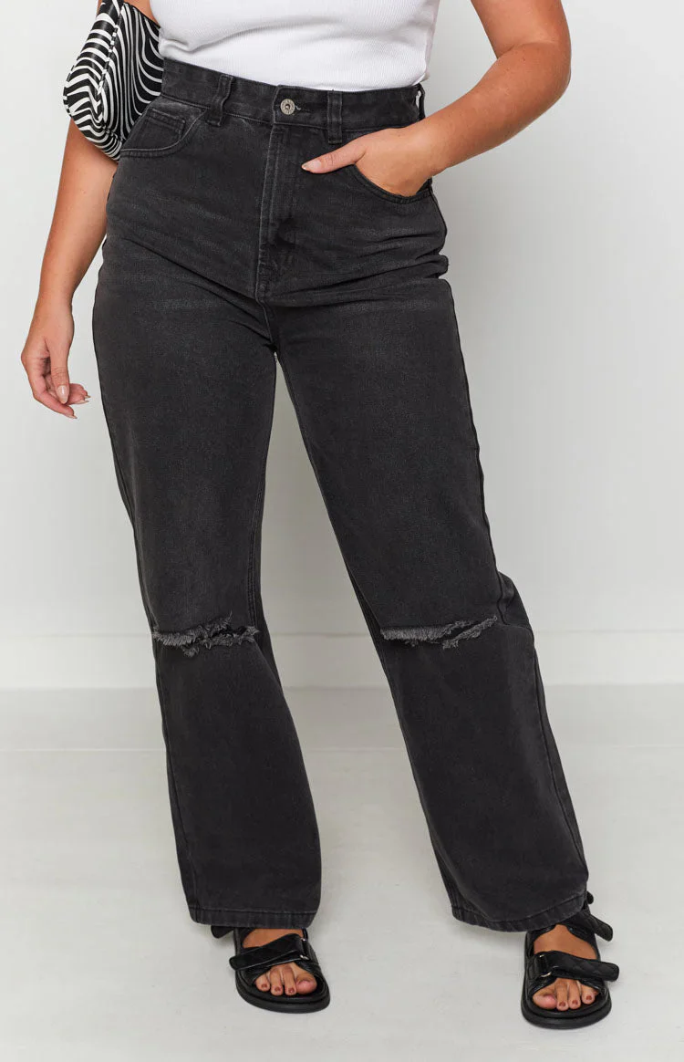 Robin Wide Leg Jeans Black Wash