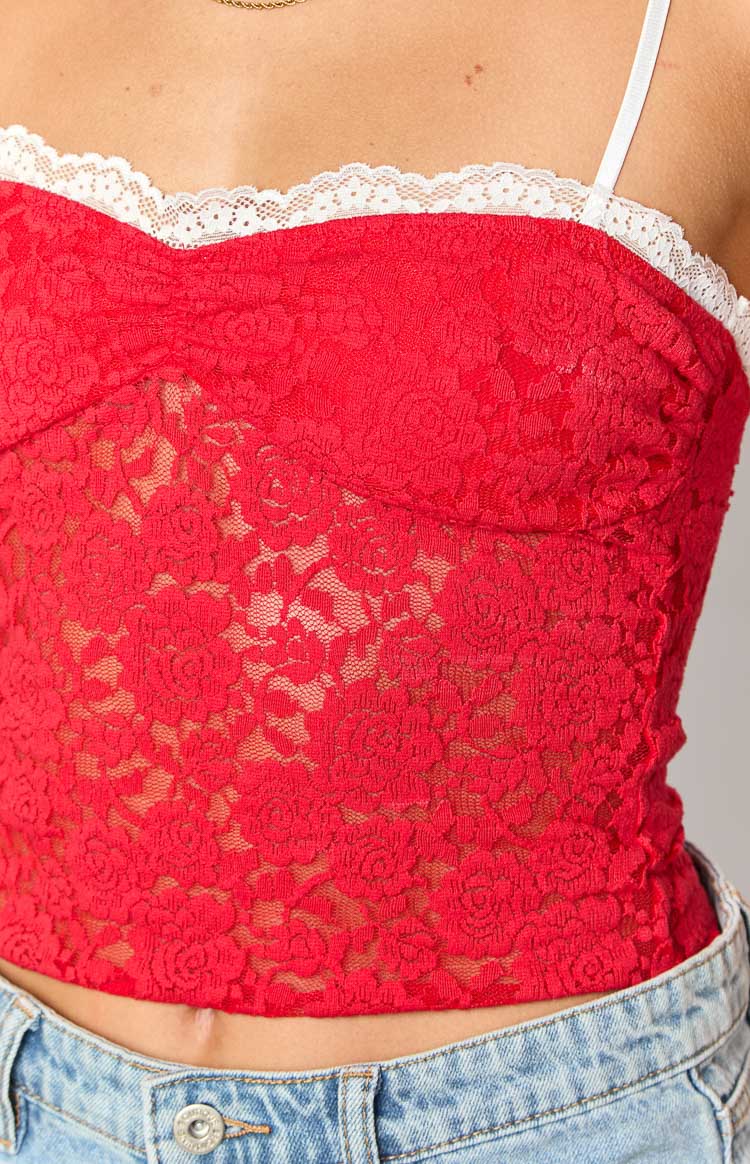 Libby Red Lace Crop Top