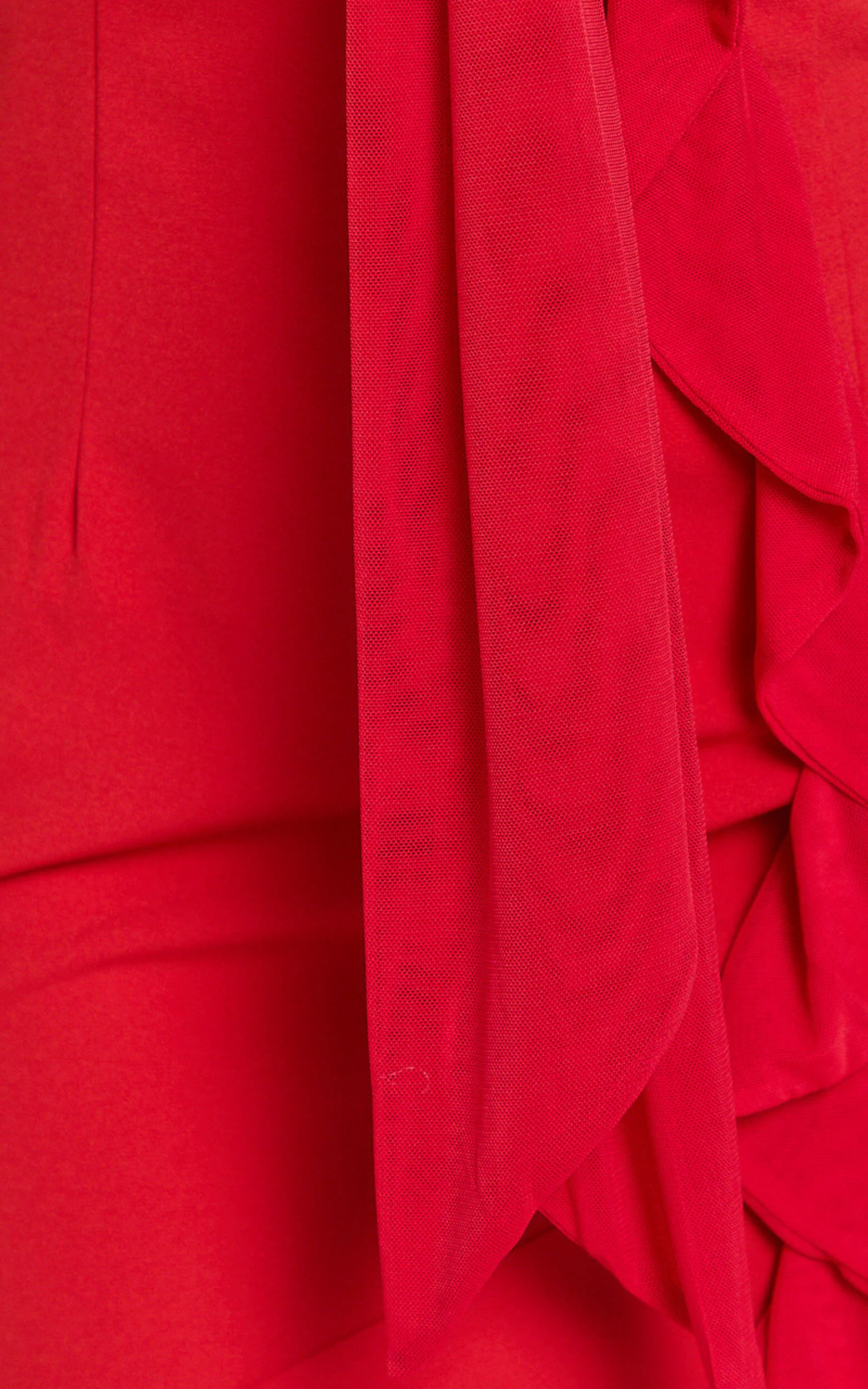 Lacie Maxi Dress - V Neck Bias Cut Ruffle Tie Front Dress in Red