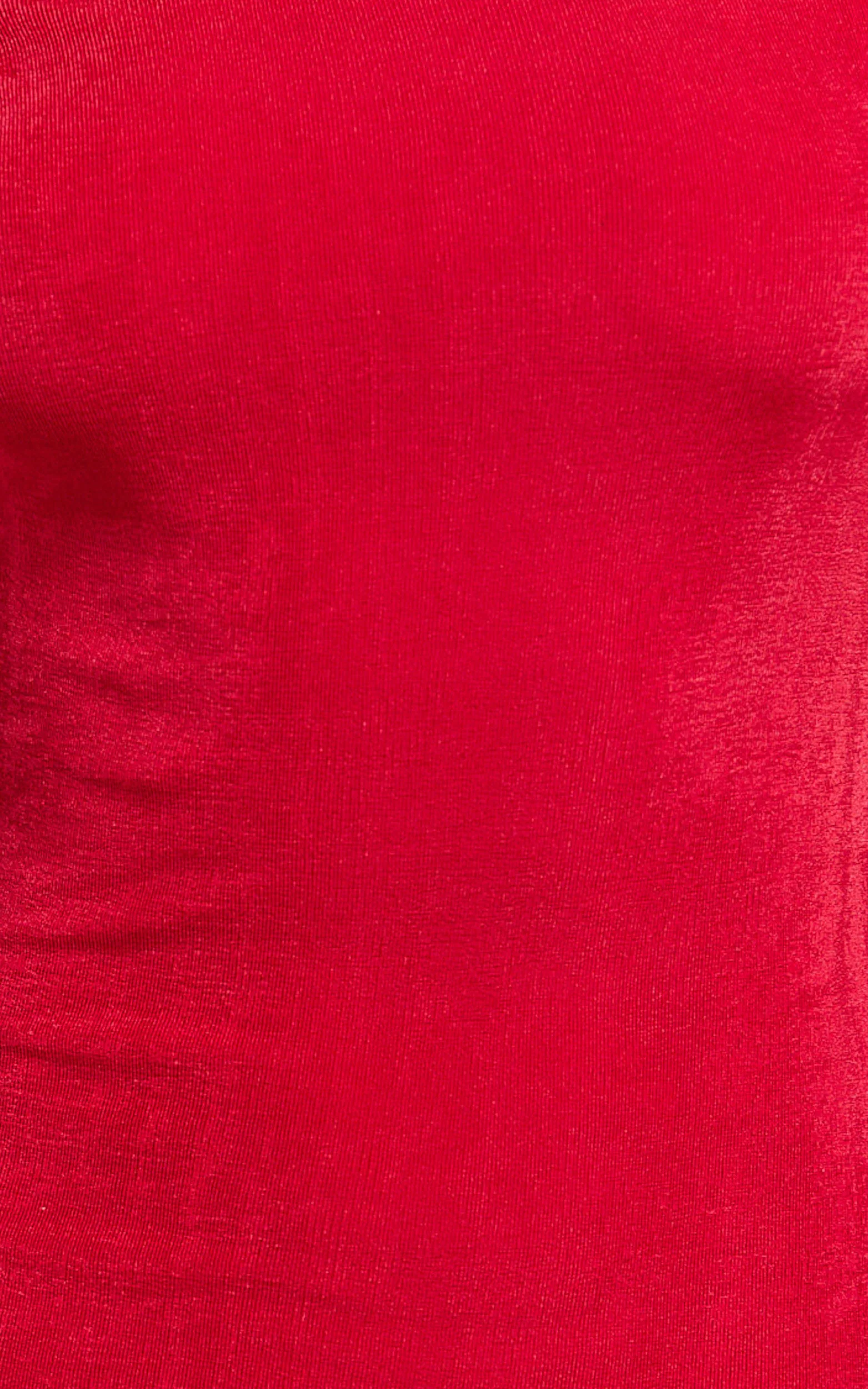 Isabel Midi Dress - Twist Off Shoulder Bodycon Dress in Red