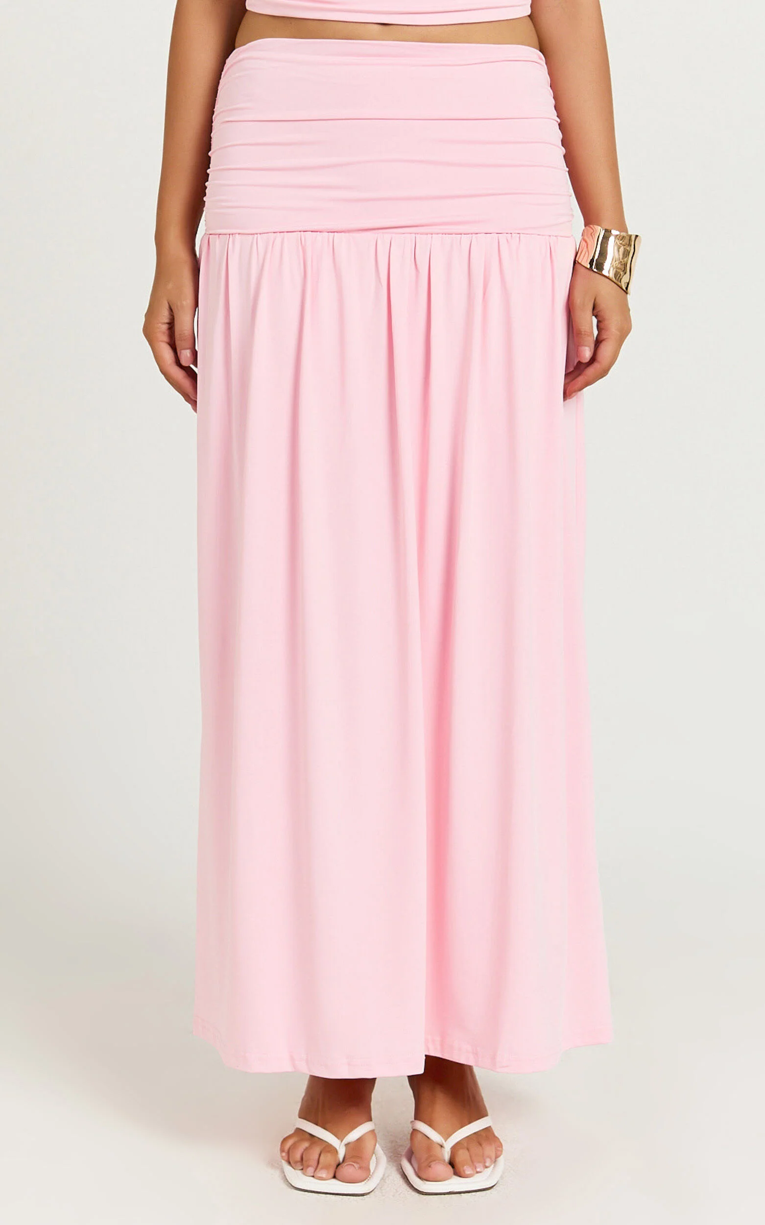 Nancy Maxi Skirt - Gathered Waist Skirt in Pink