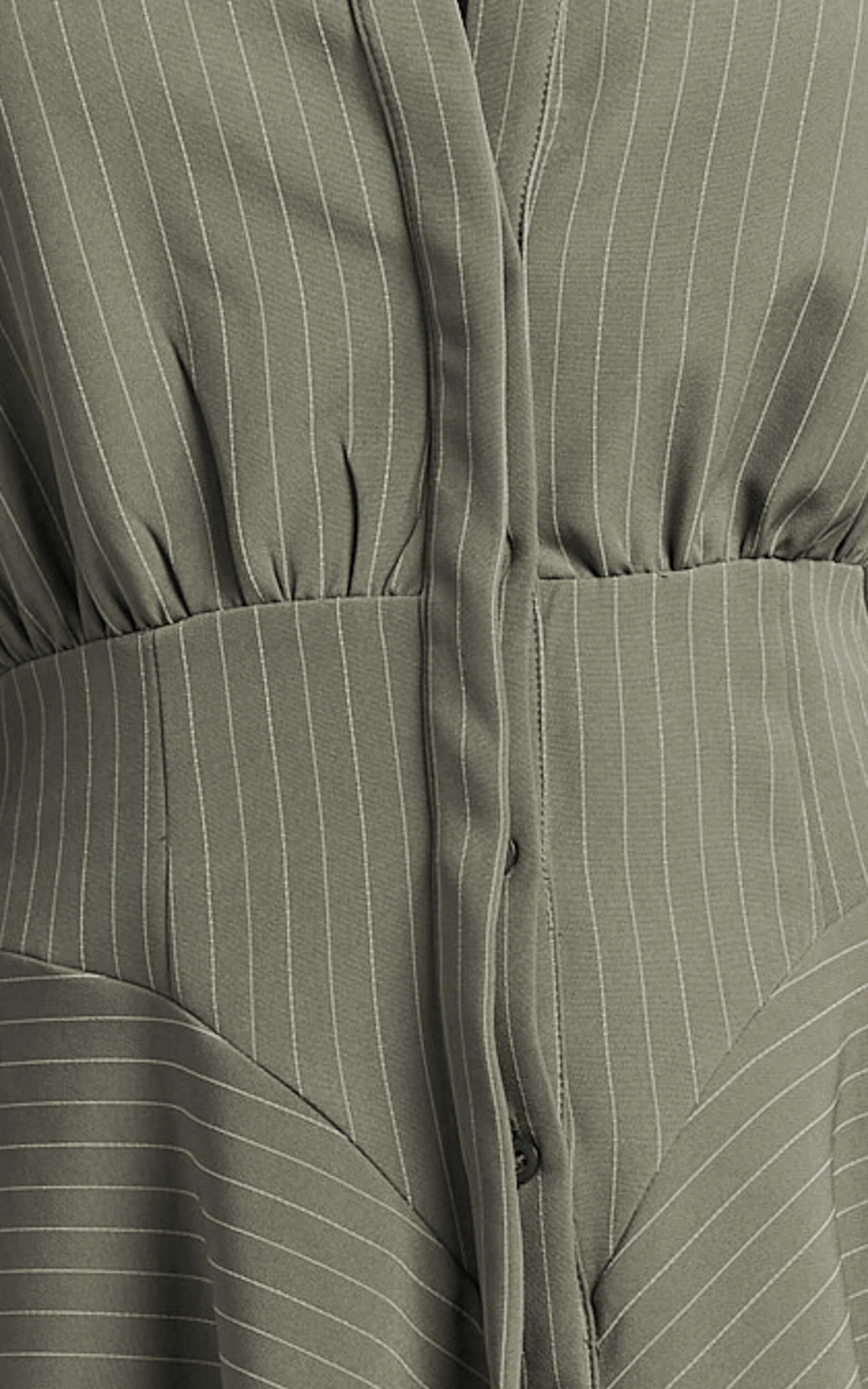 Whitney Mini Dress - Linen Long Sleeve Shirt Dress in Grey Keisha Stripe