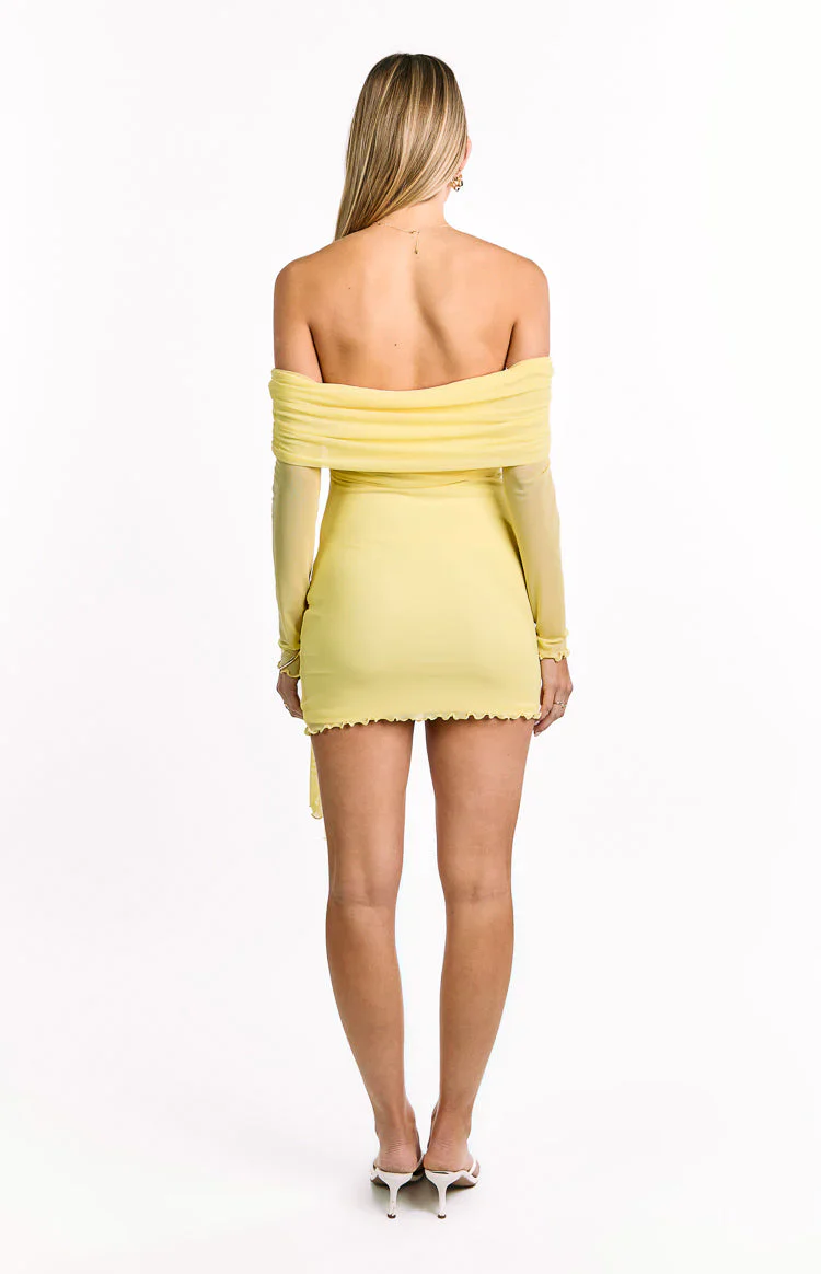 Paige Yellow Off The Shoulder Mini Dress