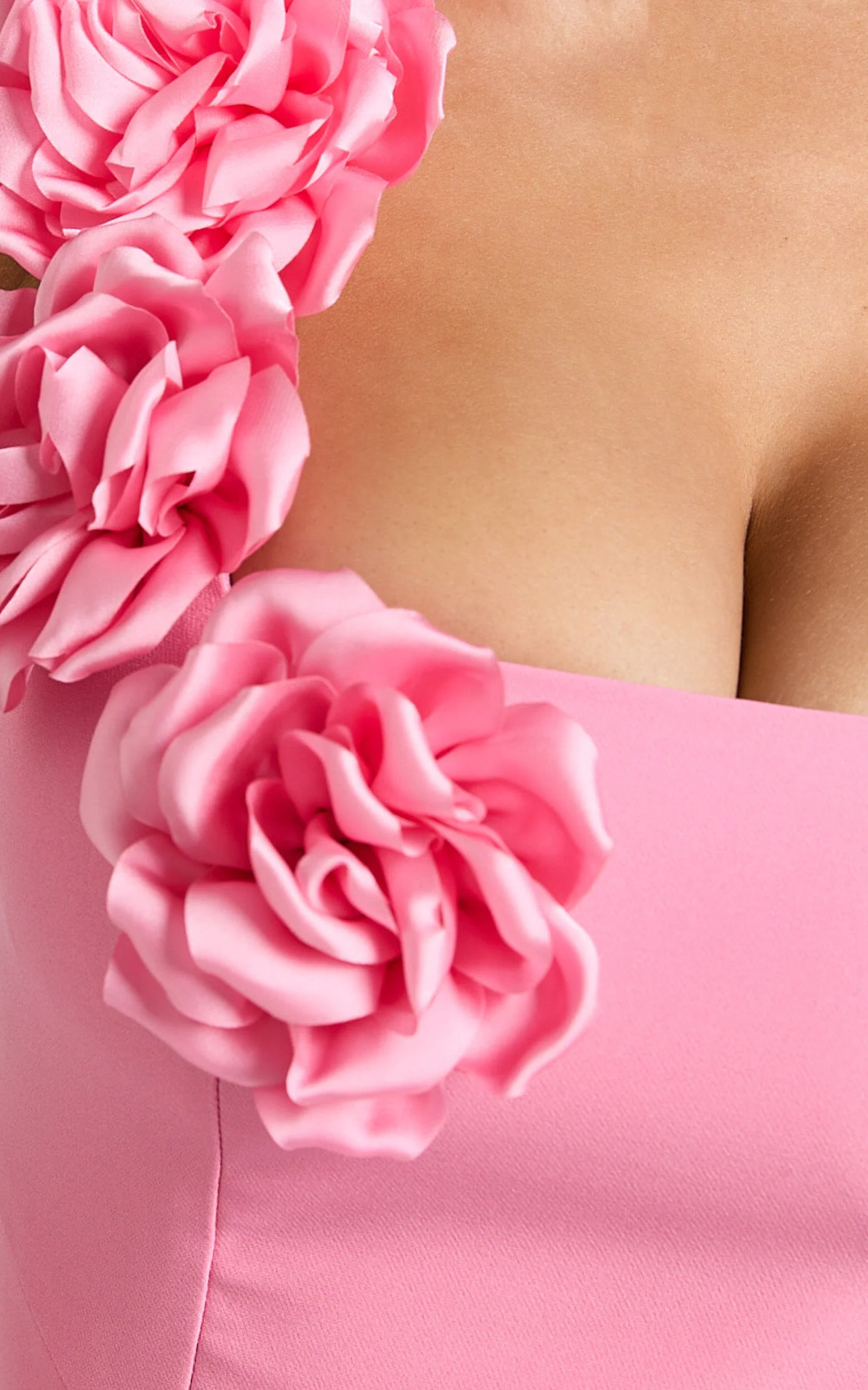 Emmy Mini Dress - Rosette Detail Fitted Dress in Bubblegum Pink