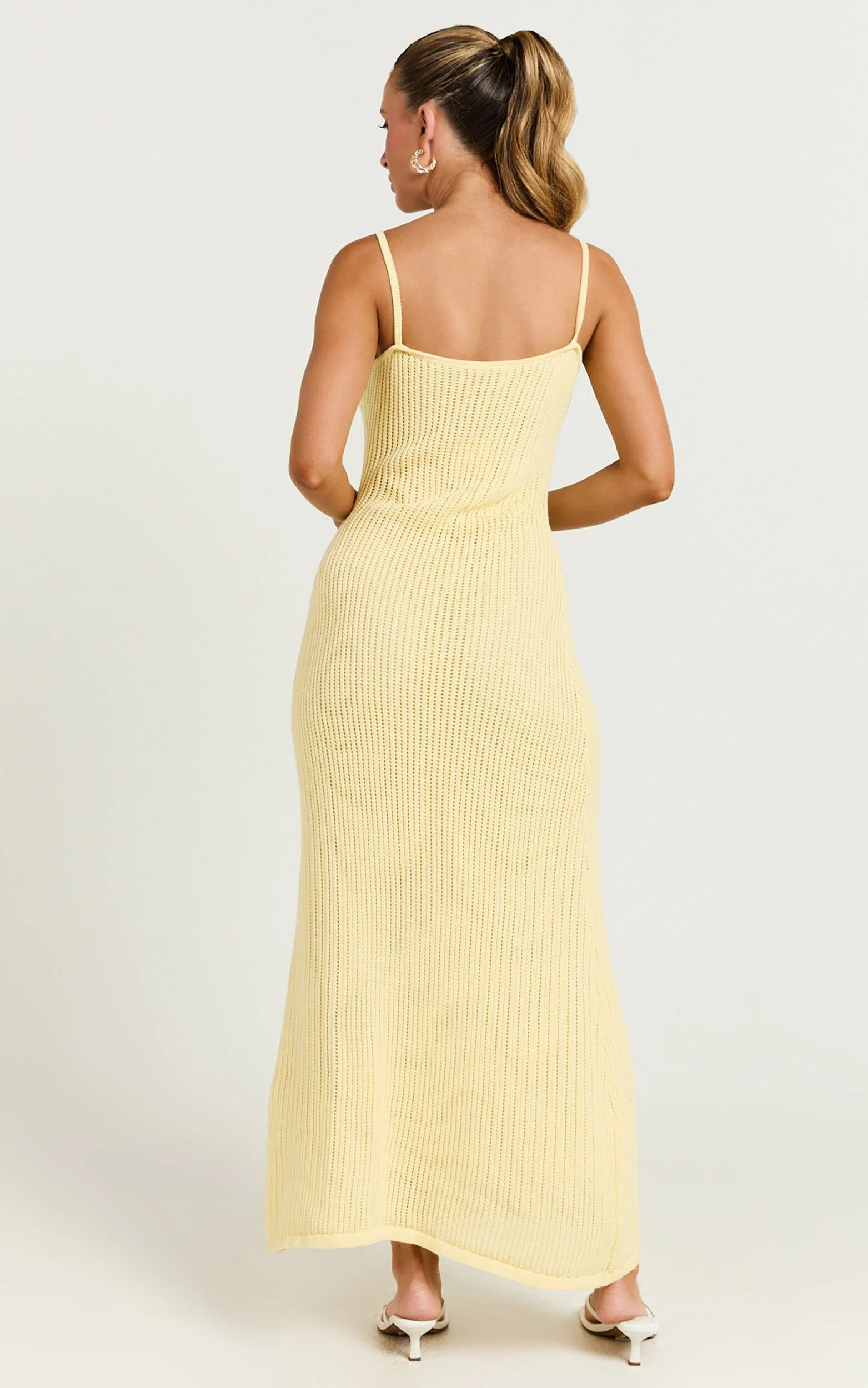Fhel Maxi Dress - Crochet Strappy Dress in Lemon